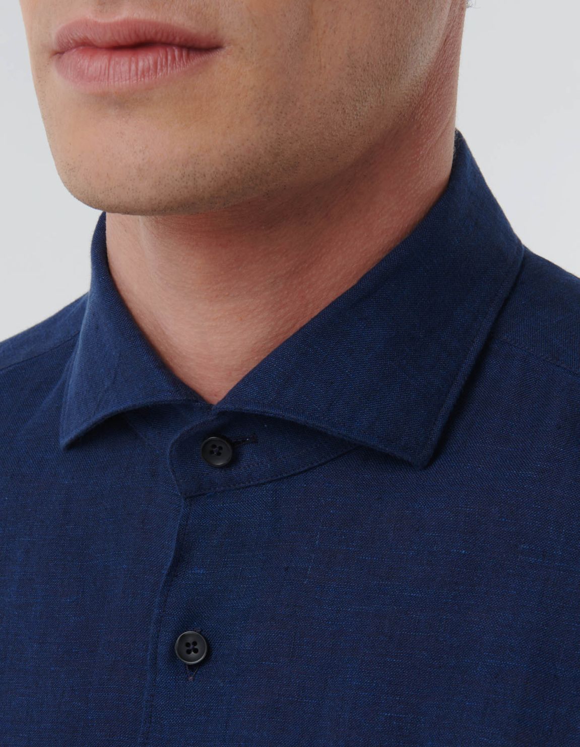 Camisa Cuello francés Liso Lino Azul marino Tailor Custom Fit 2