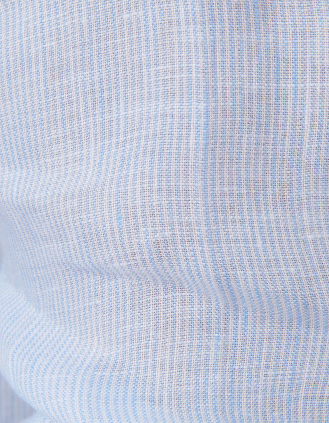 Light Blue Linen Stripe Shirt Collar Mandarin Tailor Custom Fit 4