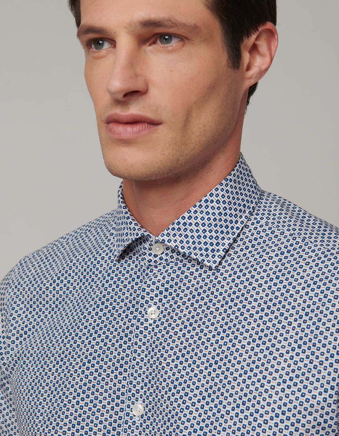 Light Blue Poplin Pattern Shirt Collar small cutaway for Male - Xacus