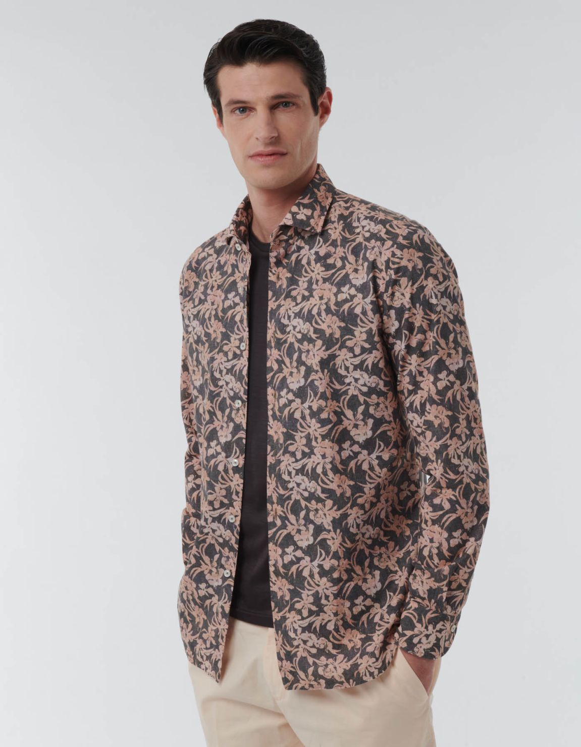 Camisa Cuello francés pequeño Estampado Tela Rosa Tailor Custom Fit 3