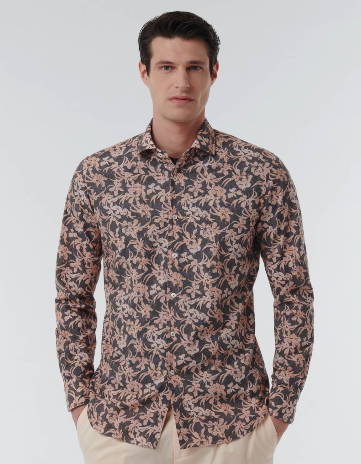 Camisa Cuello francés pequeño Estampado Tela Rosa Tailor Custom Fit 6