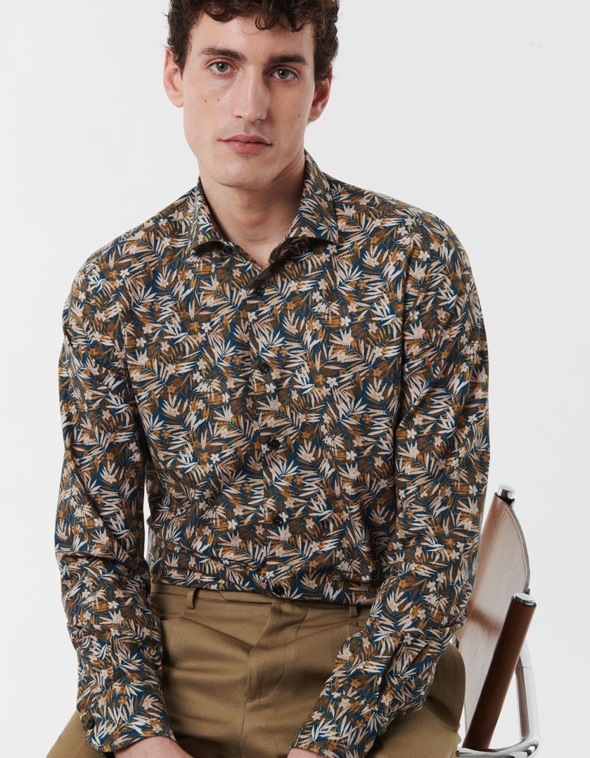 Camisa Cuello francés pequeño Estampado Tela Multicolor Tailor Custom Fit 3