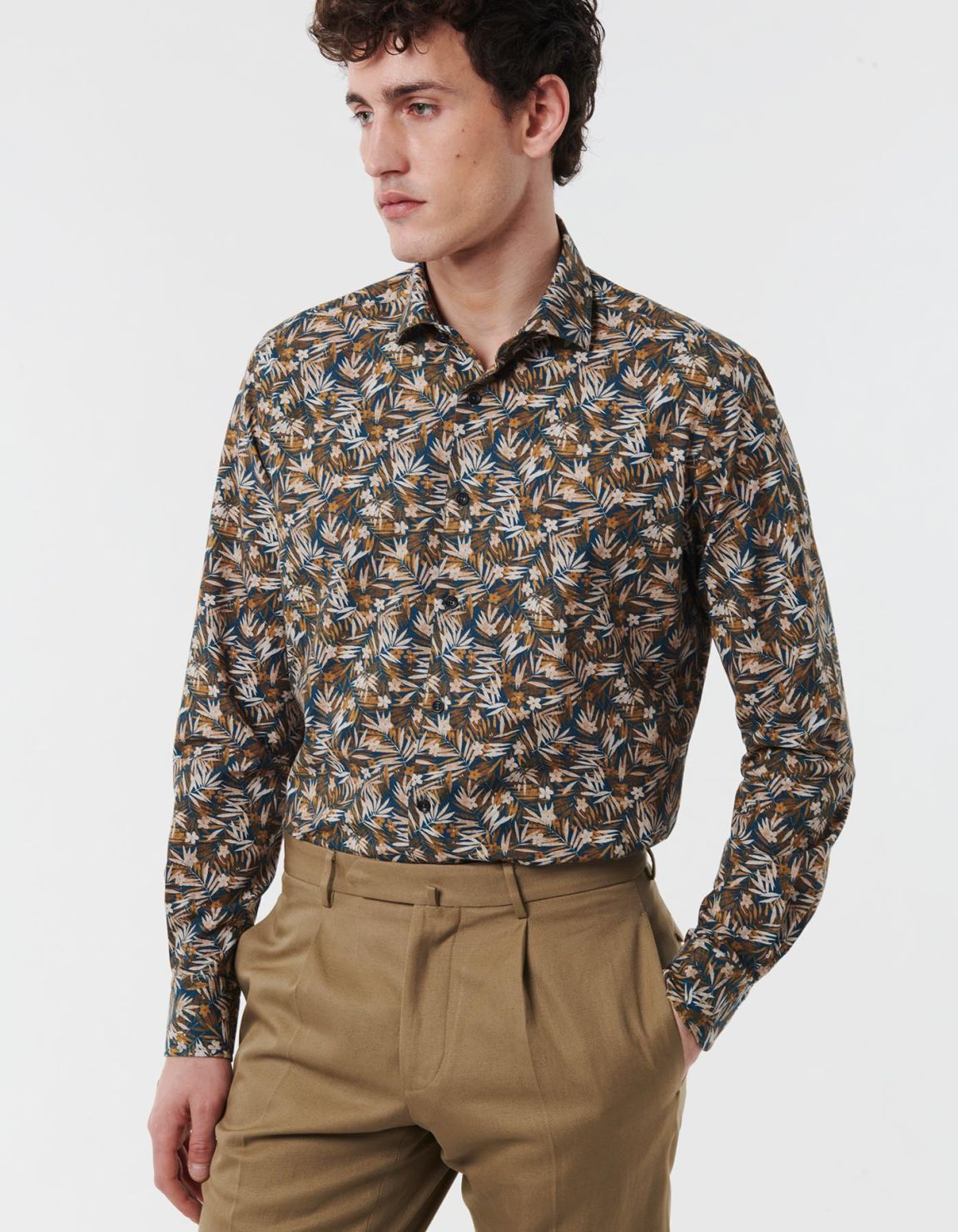 Camisa Cuello francés pequeño Estampado Tela Multicolor Tailor Custom Fit 6