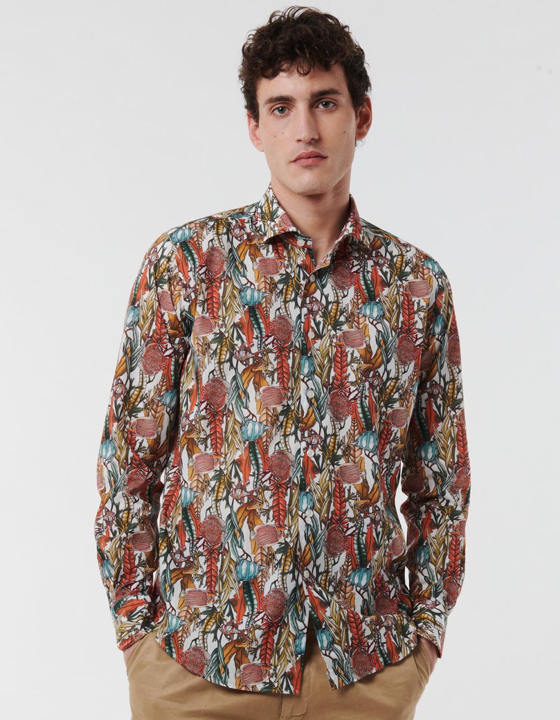 Camisa Cuello francés pequeño Estampado Popelina Multicolor Tailor Custom Fit 6