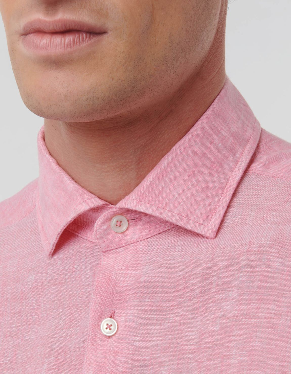 Dark Pink Linen Solid colour Shirt Collar open spread Evolution Classic Fit 2