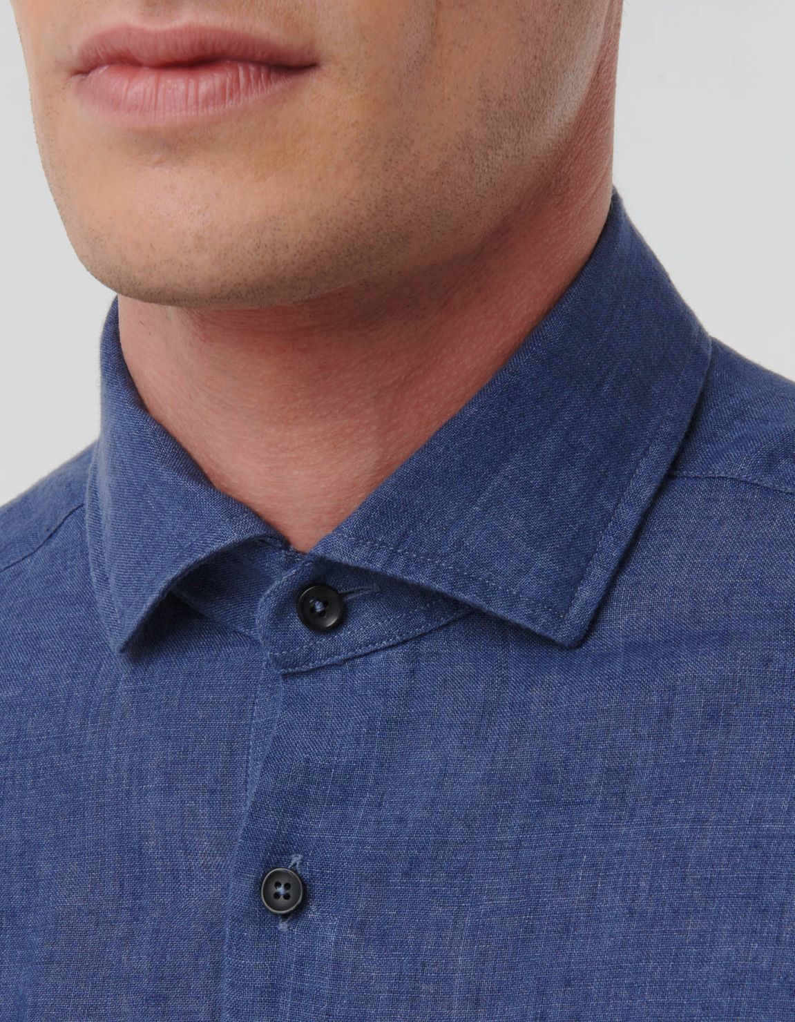 Airforce Blue Linen Solid colour Shirt Collar open spread Evolution Classic Fit 2