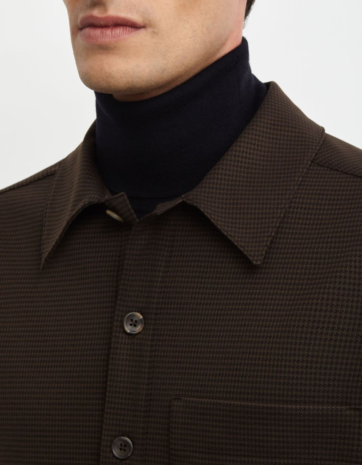 Brown Textured Pattern Shirt Collar spread Overshirt 2