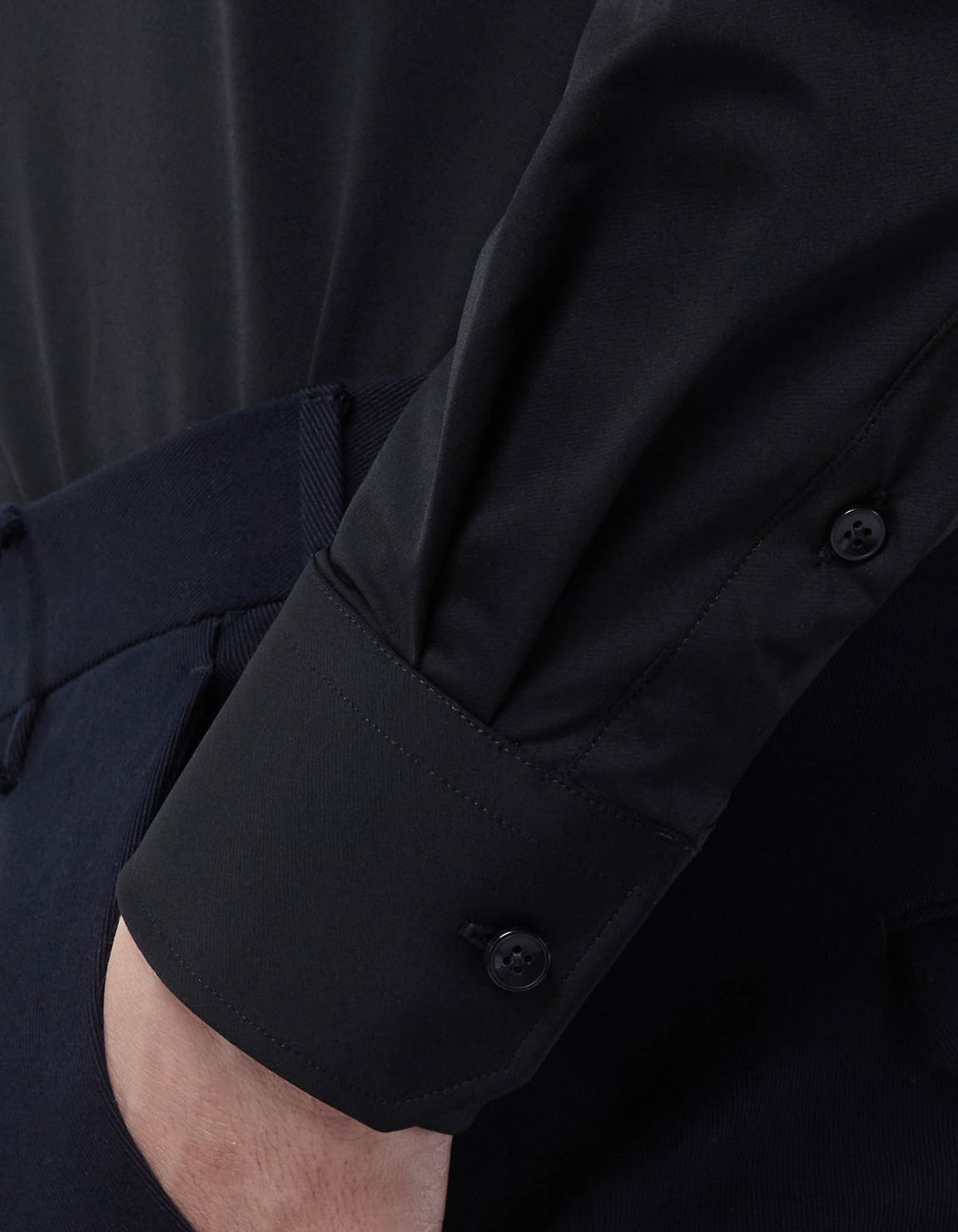 Chemise Col français Unie Twill Noir Tailor Custom Fit 5