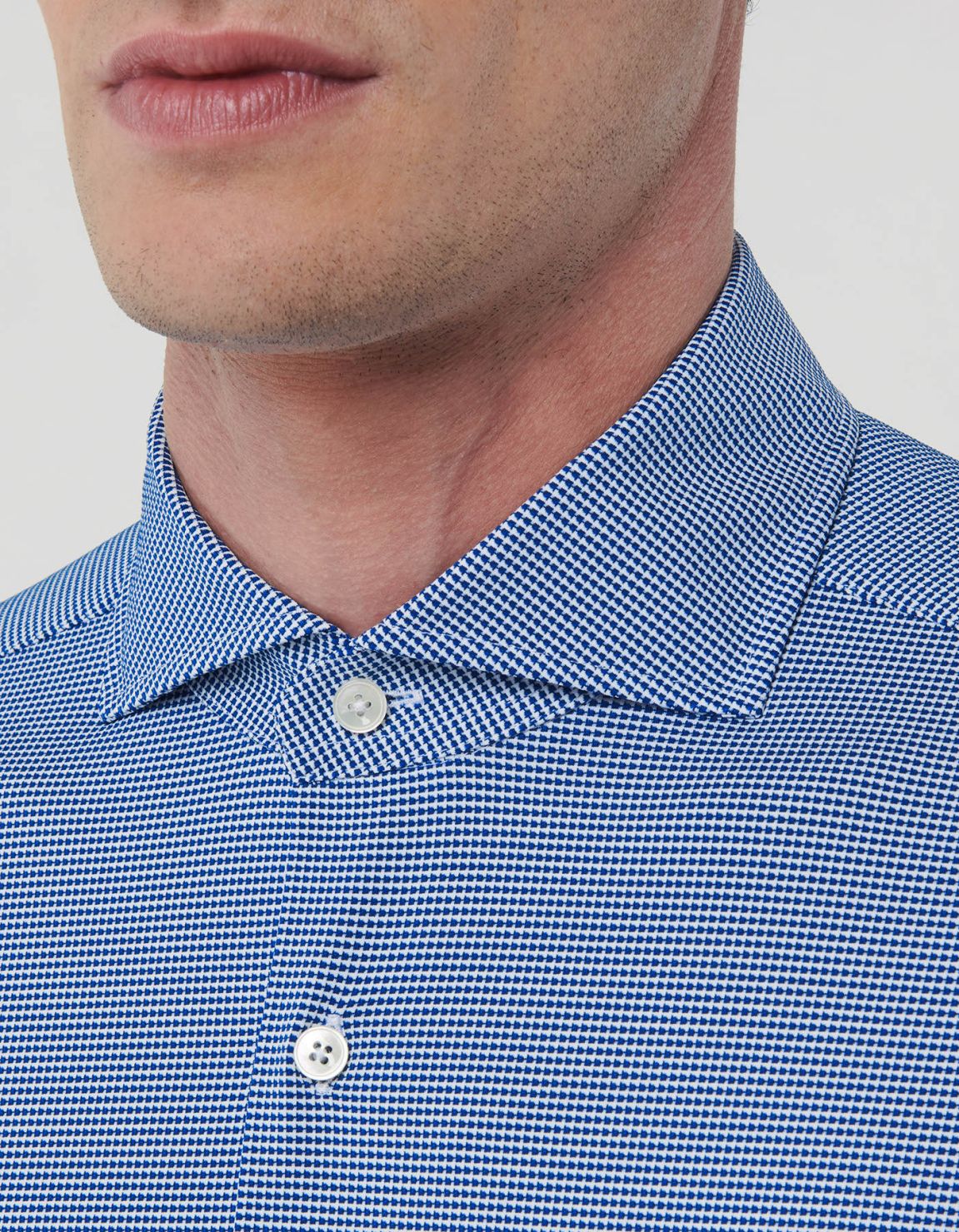 Camisa Cuello francés Liso Texturizado Azul Tailor Custom Fit 2