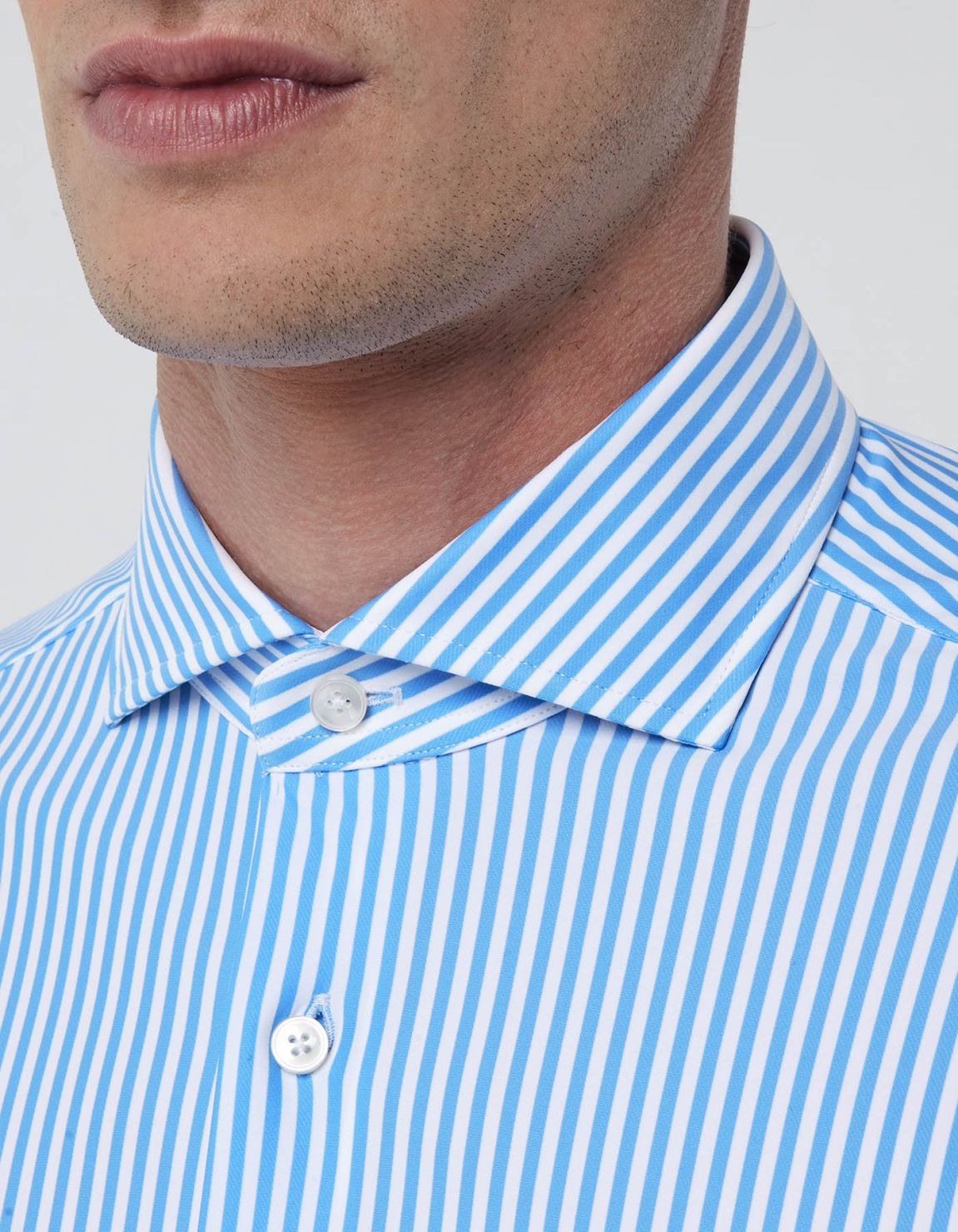 Light Blue Twill Stripe Shirt Collar cutaway Tailor Custom Fit 2