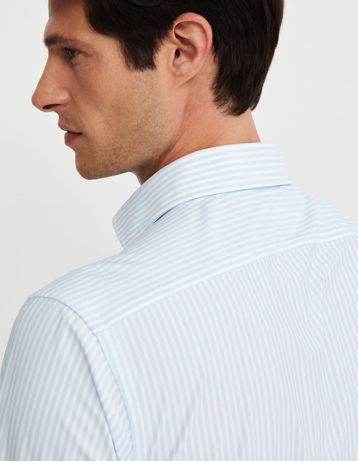 Camisa Cuello francés Rayas Sarga Celeste claro Tailor Custom Fit 7