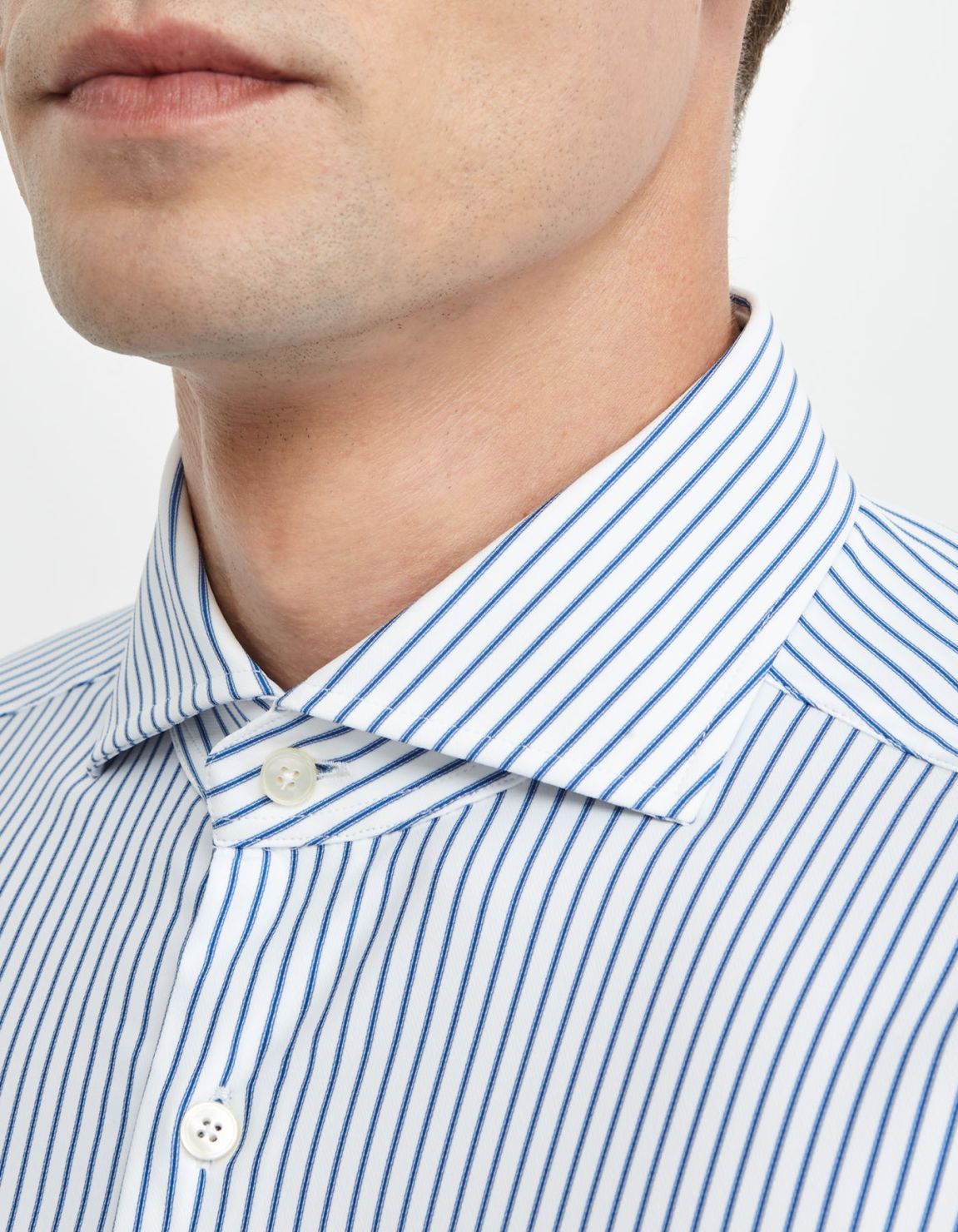 Camisa Cuello francés Rayas Sarga Azul ahumado Tailor Custom Fit 2