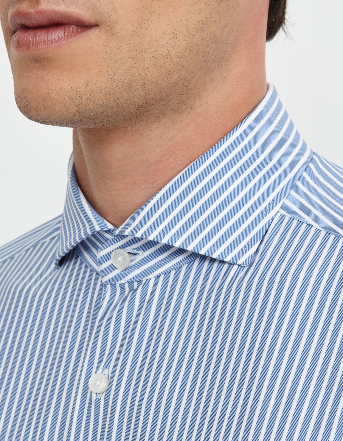 Blue Twill Stripe Shirt Collar cutaway Tailor Custom Fit 2