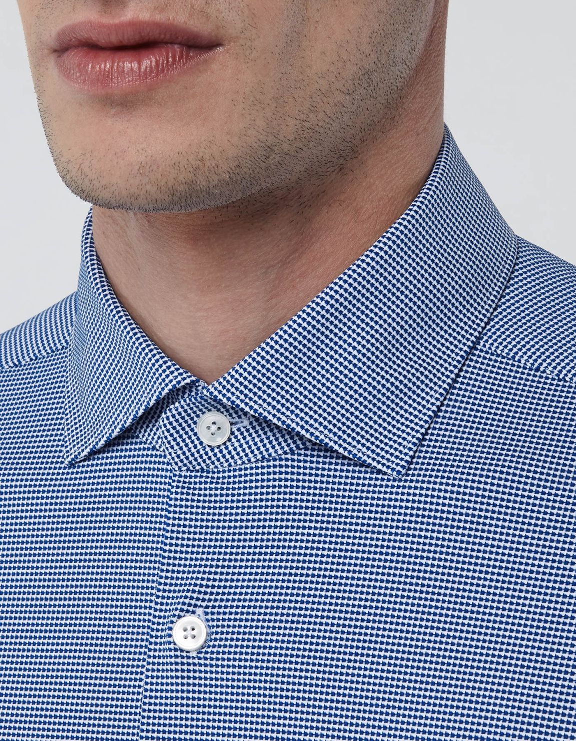 Camisa Cuello francés pequeño Liso Texturizado Azul Tailor Custom Fit 2