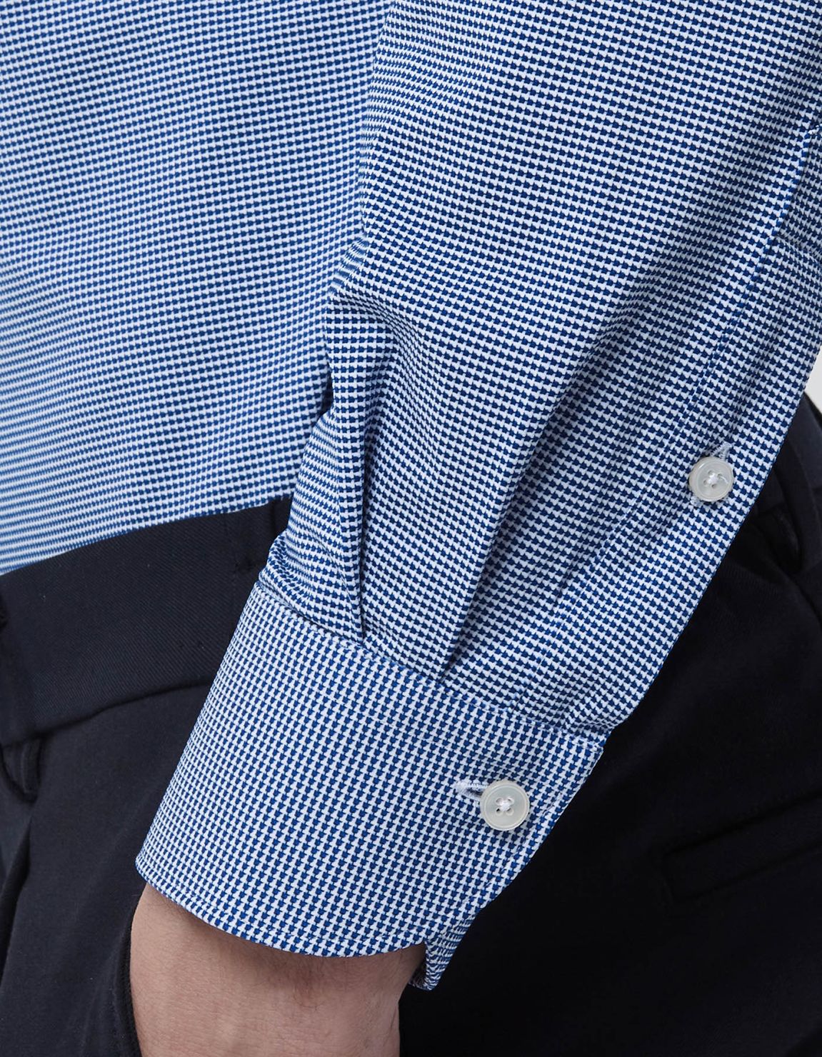 Chemise Col français petit Unie Armuré Bleu Tailor Custom Fit 5