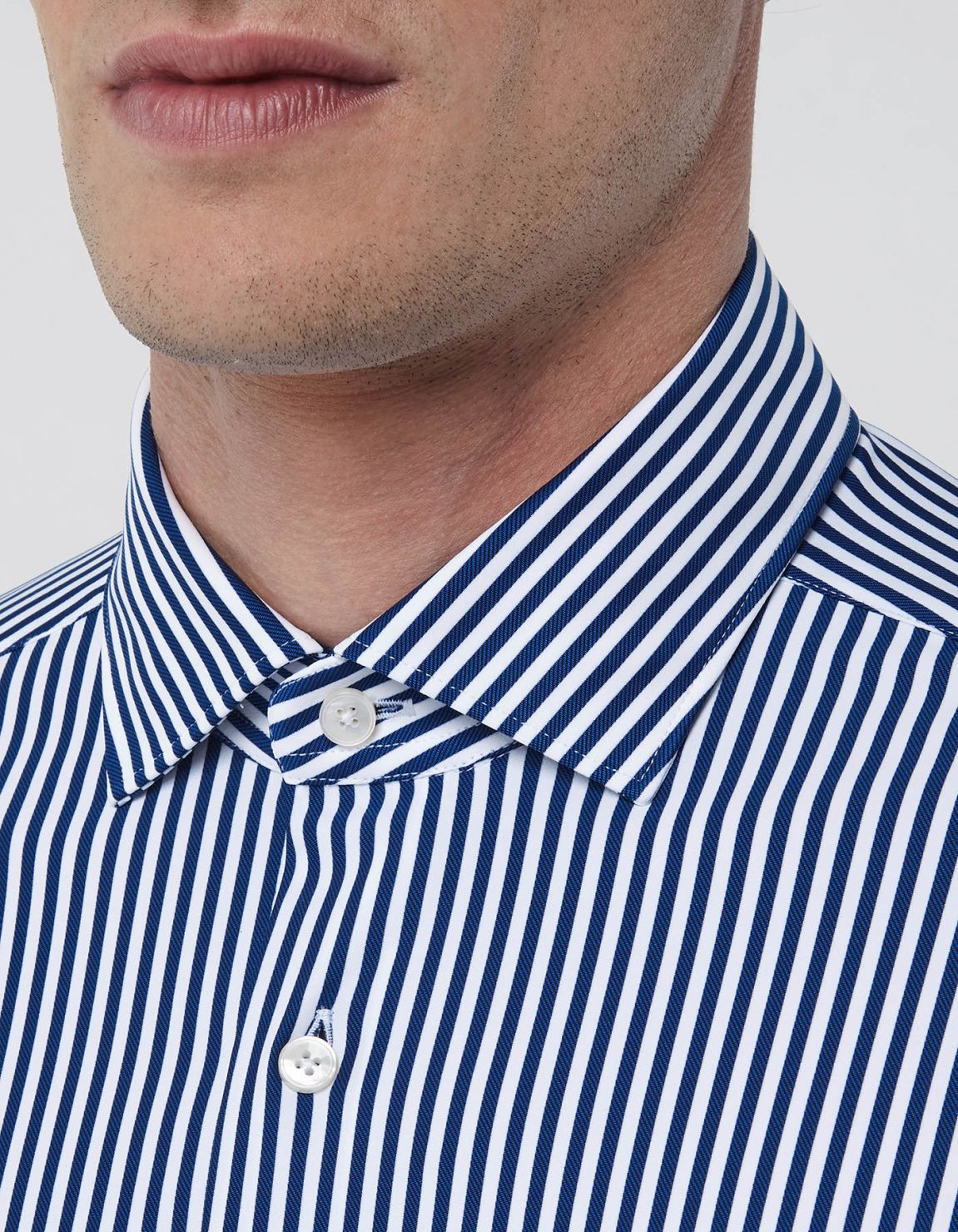 Camisa Cuello francés pequeño Rayas Sarga Azul Tailor Custom Fit 2