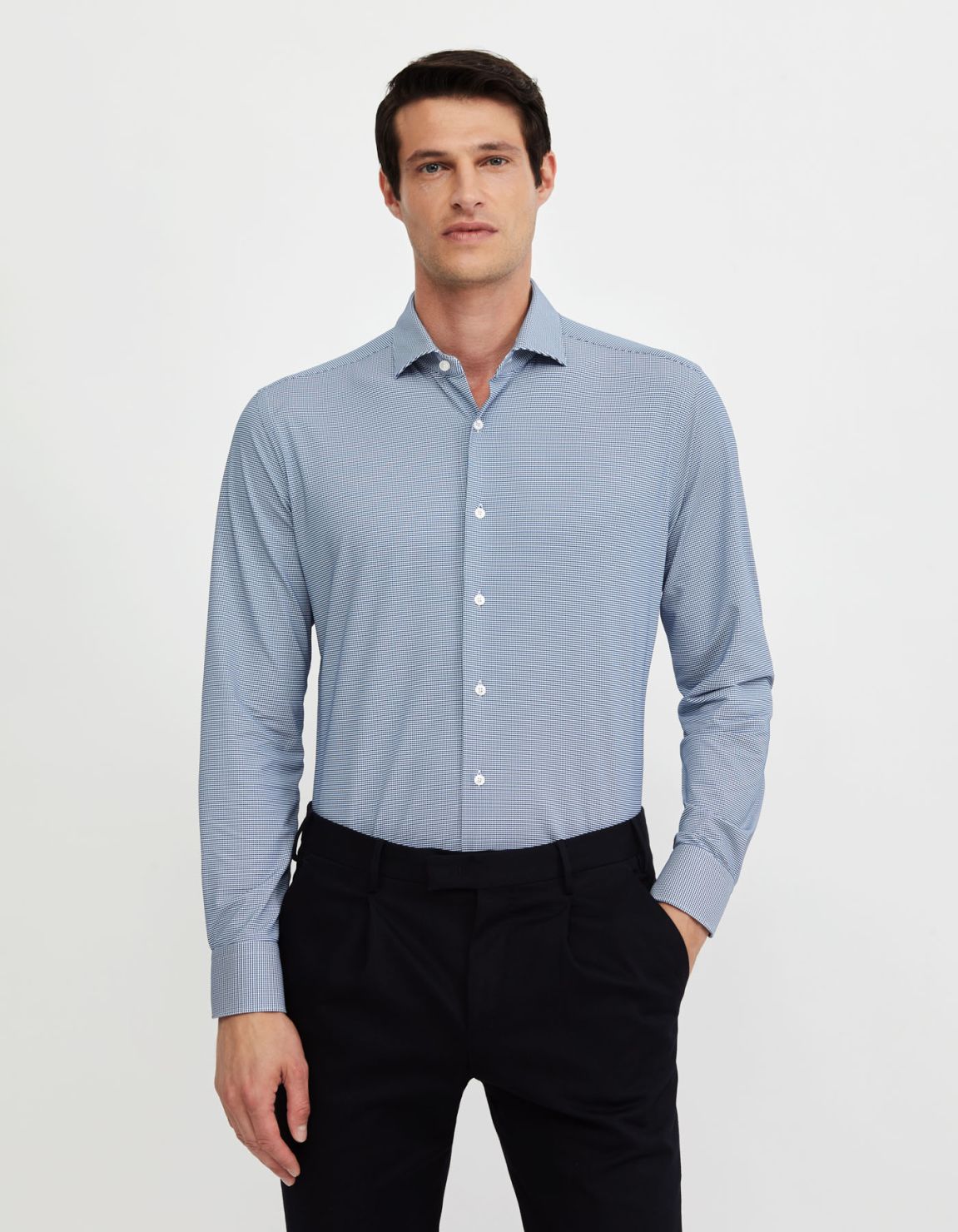 Chemise Col français petit Fantaisie Armuré Bleu Tailor Custom Fit 3