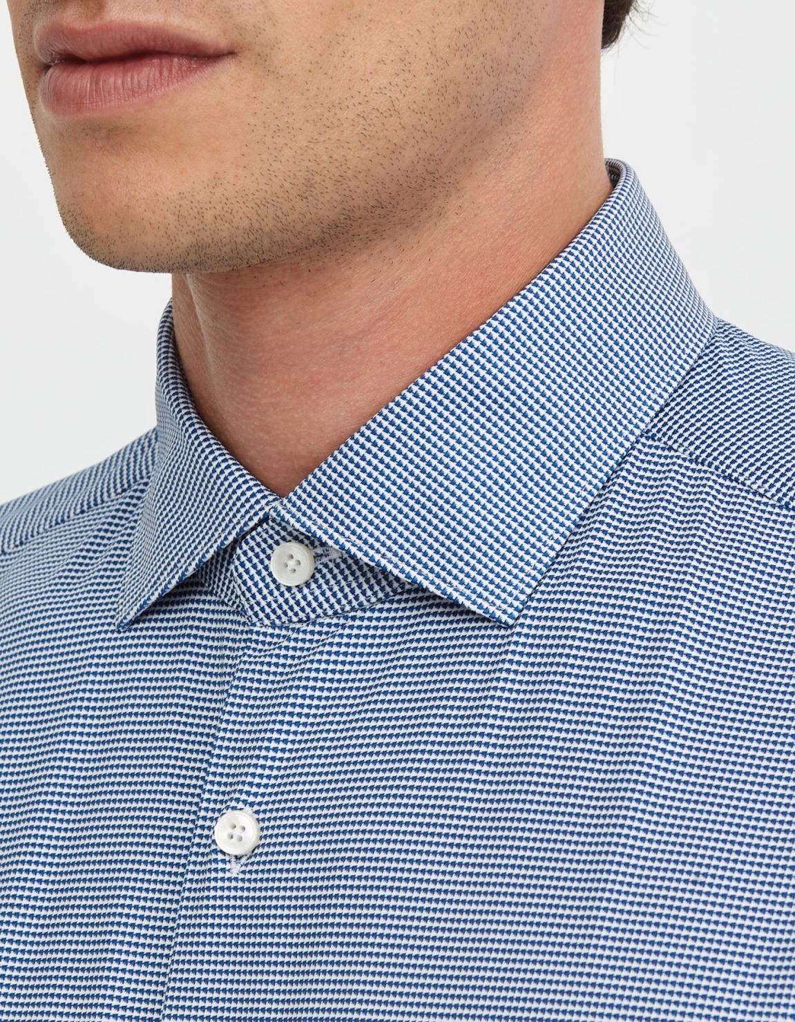 Blue Textured Pattern Shirt Collar small cutaway Tailor Custom Fit 2