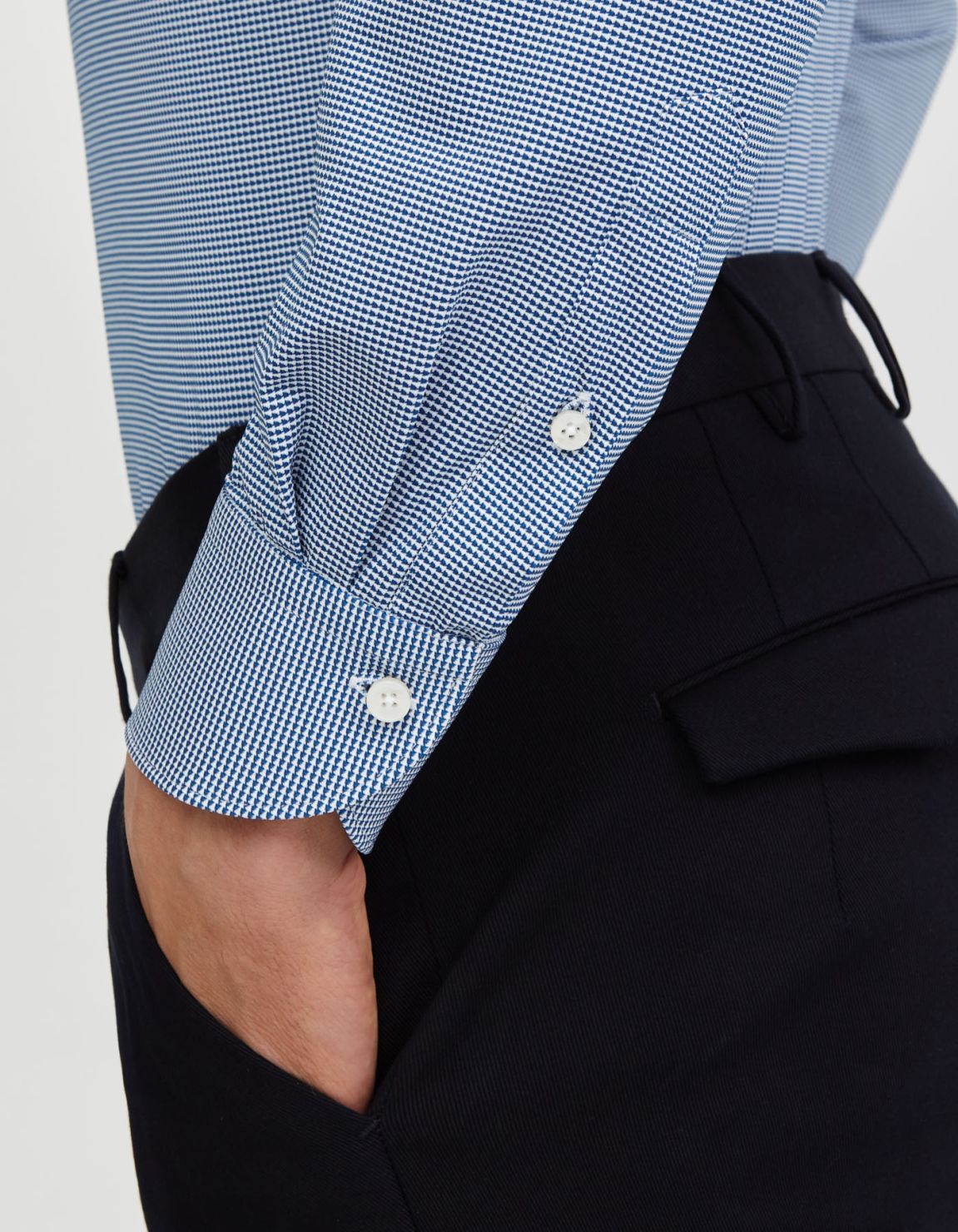 Chemise Col français petit Fantaisie Armuré Bleu Tailor Custom Fit 5