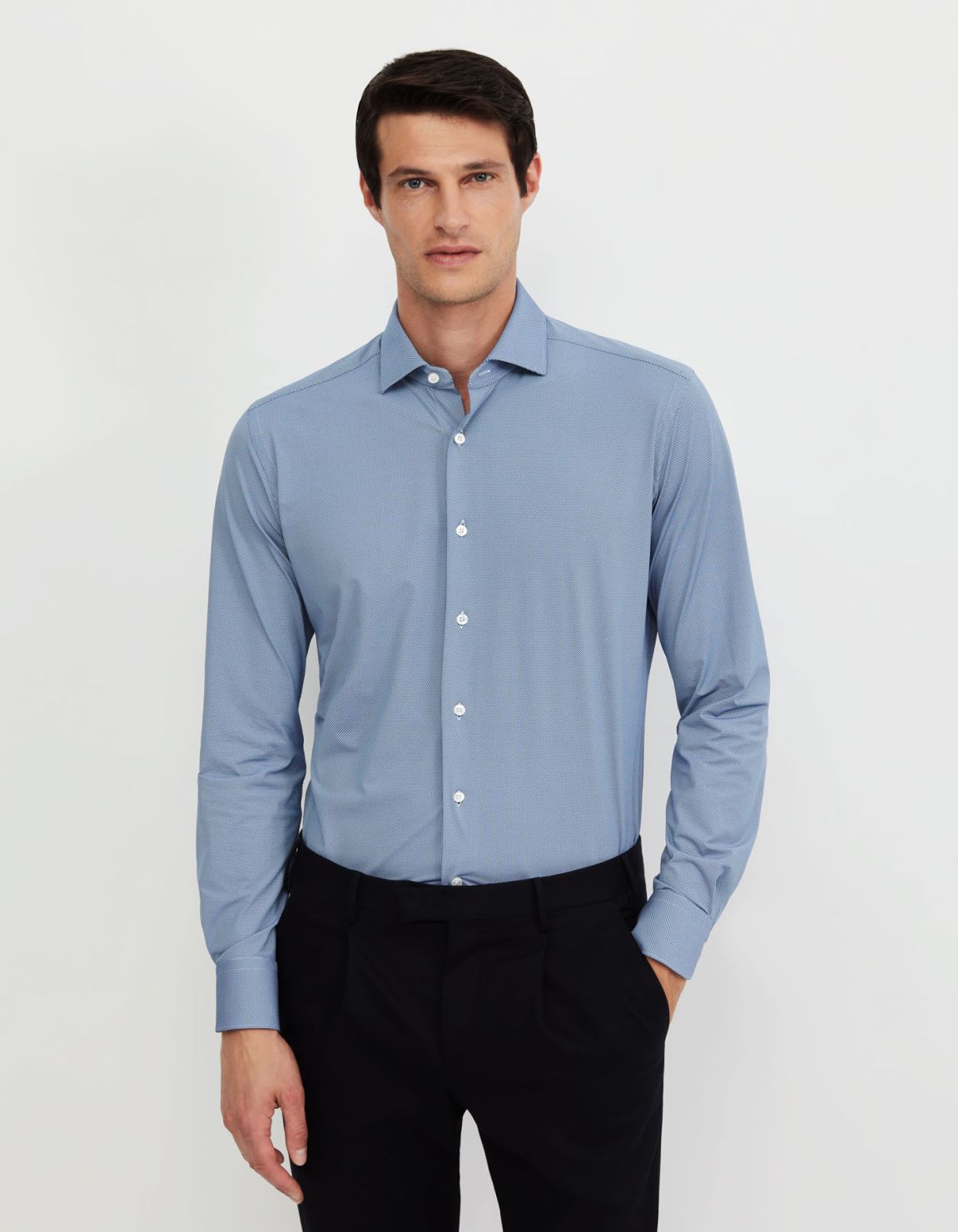 Chemise Col français petit Fantaisie Armuré Bleu Tailor Custom Fit 3