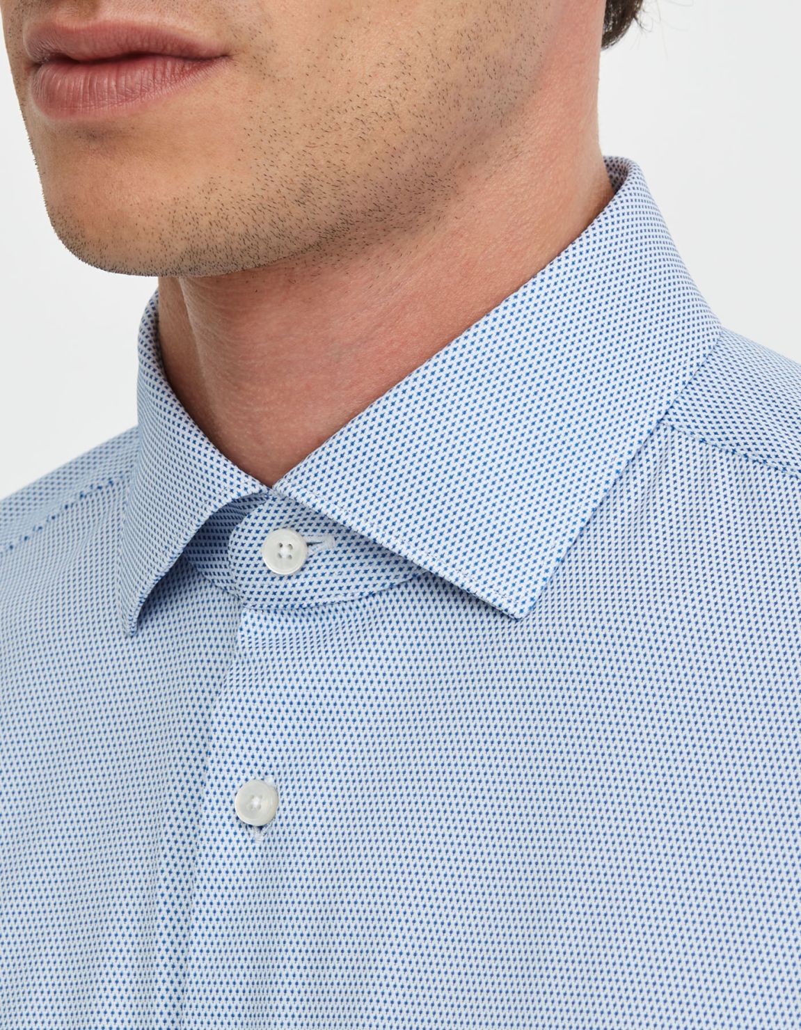 Light Blue Textured Pattern Shirt Collar small cutaway Tailor Custom Fit 2