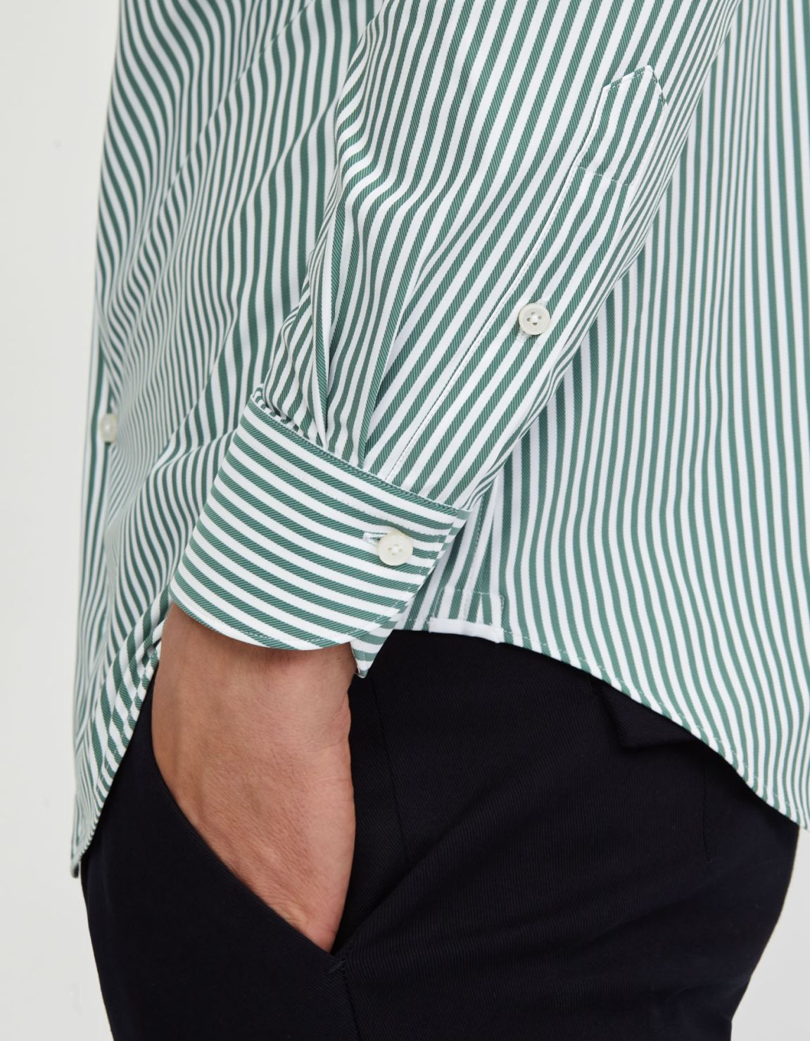 Green Twill Stripe Shirt Collar small cutaway Tailor Custom Fit 5