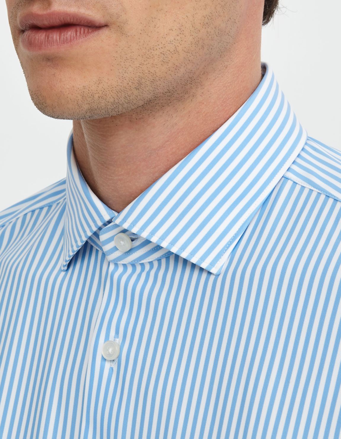 Sky Blue Twill Stripe Shirt Collar small cutaway Tailor Custom Fit 2