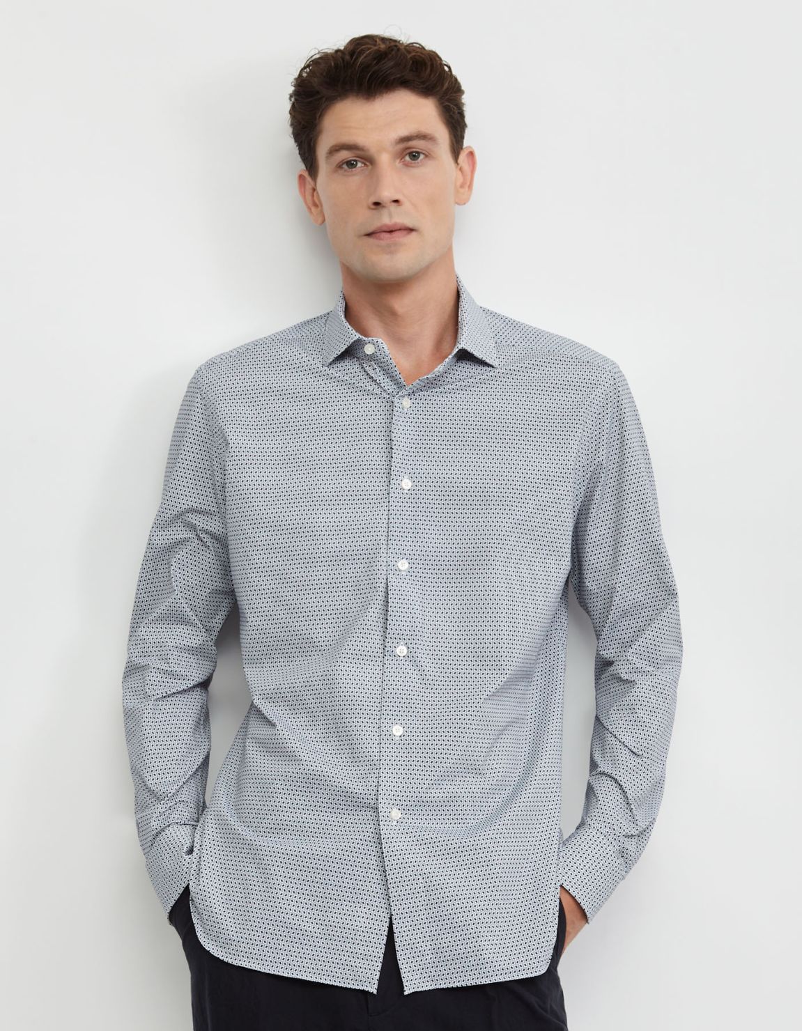 Camisa Cuello francés pequeño Estampado Texturizado Gris Tailor Custom Fit 3