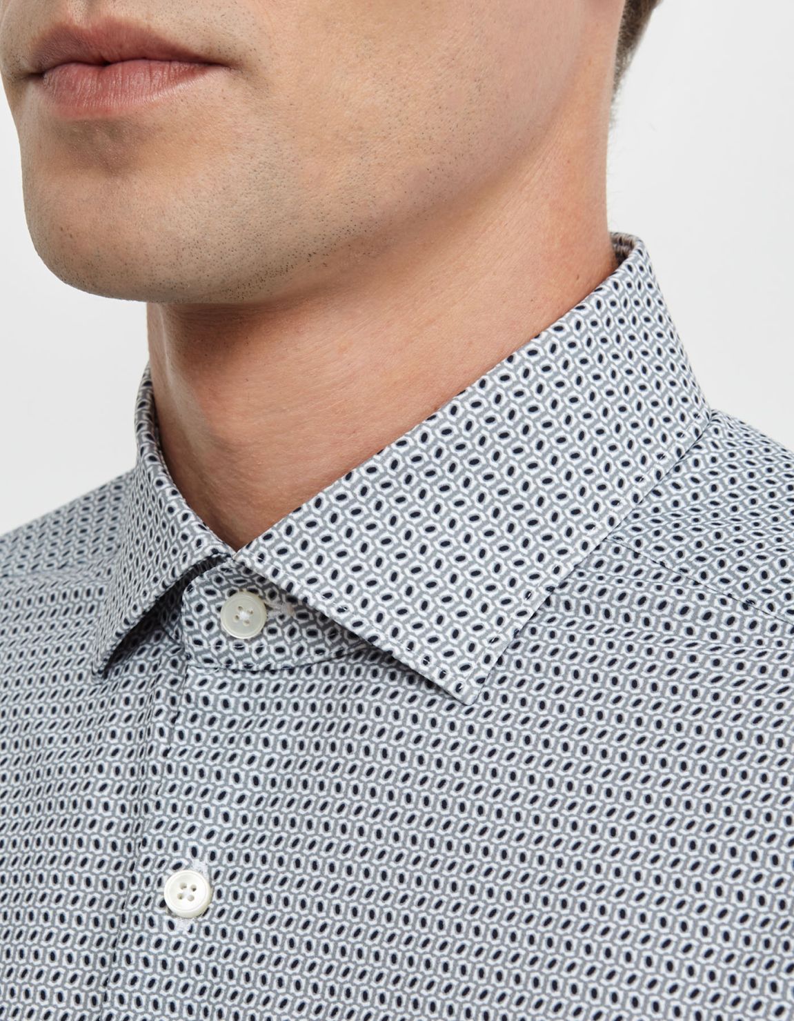 Camisa Cuello francés pequeño Estampado Texturizado Gris Tailor Custom Fit 2