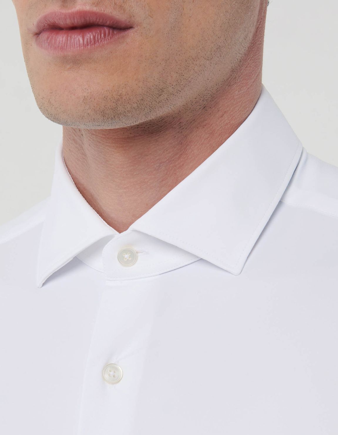 Chemise Col français petit Unie Twill Blanc Tailor Custom Fit 2