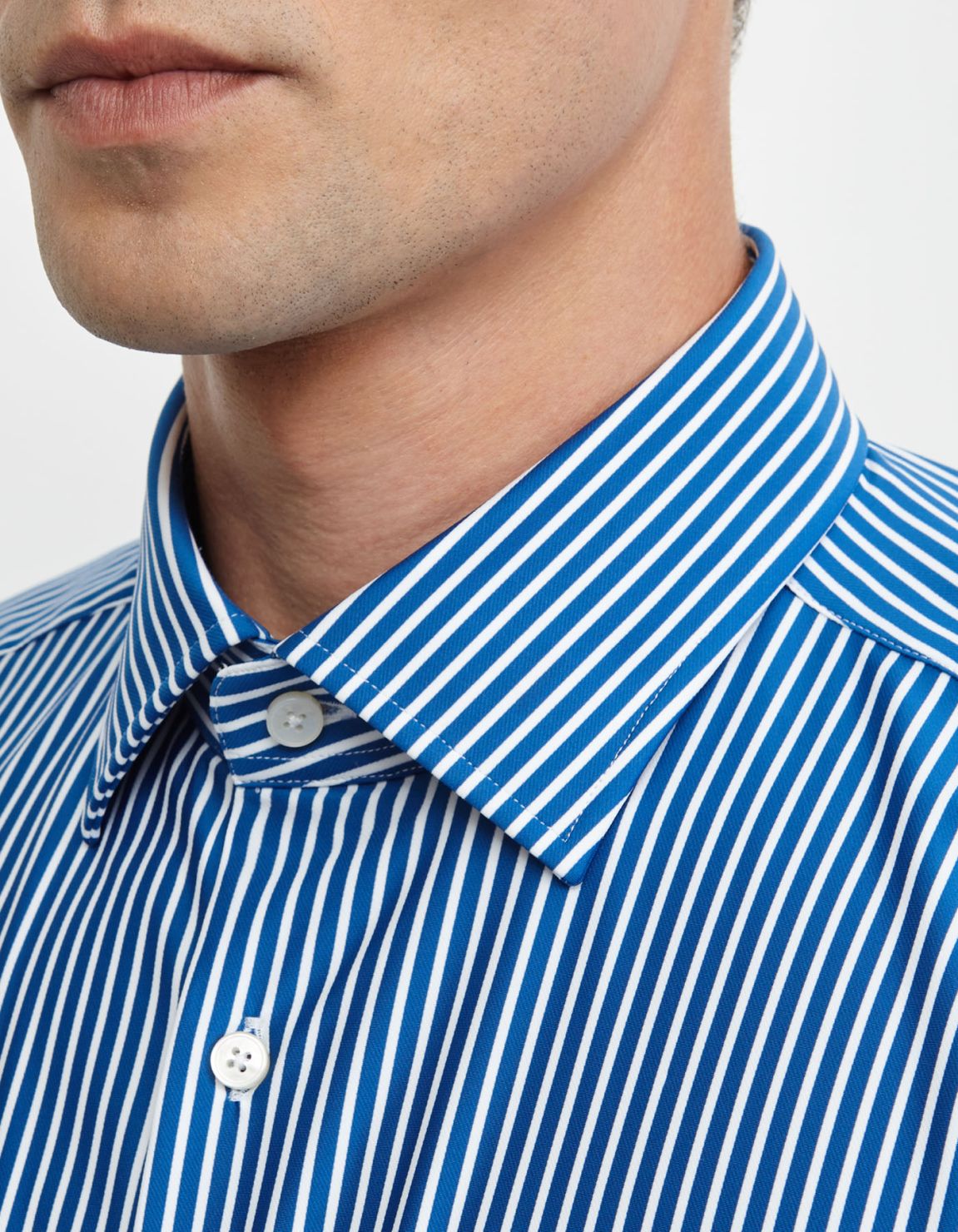 Blue Twill Stripe Shirt Collar spread Slim Fit 2