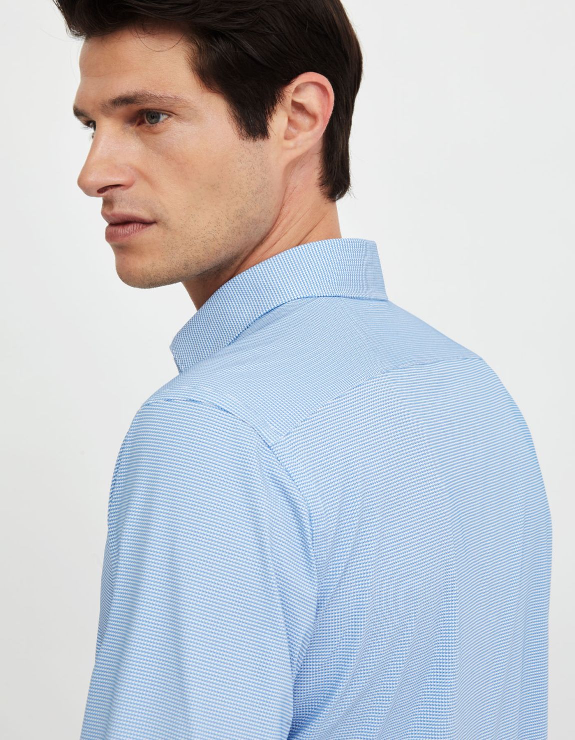 Light Blue Textured Pattern Shirt Collar small cutaway Slim Fit 7