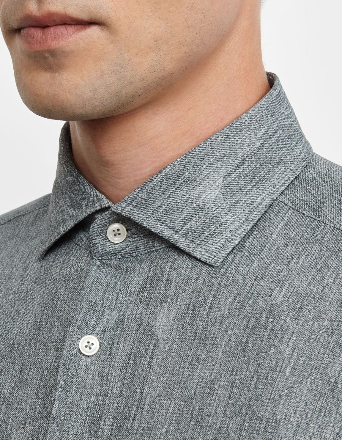 Camisa Cuello francés pequeño Liso Sarga Gris oscuro Tailor Custom Fit 2