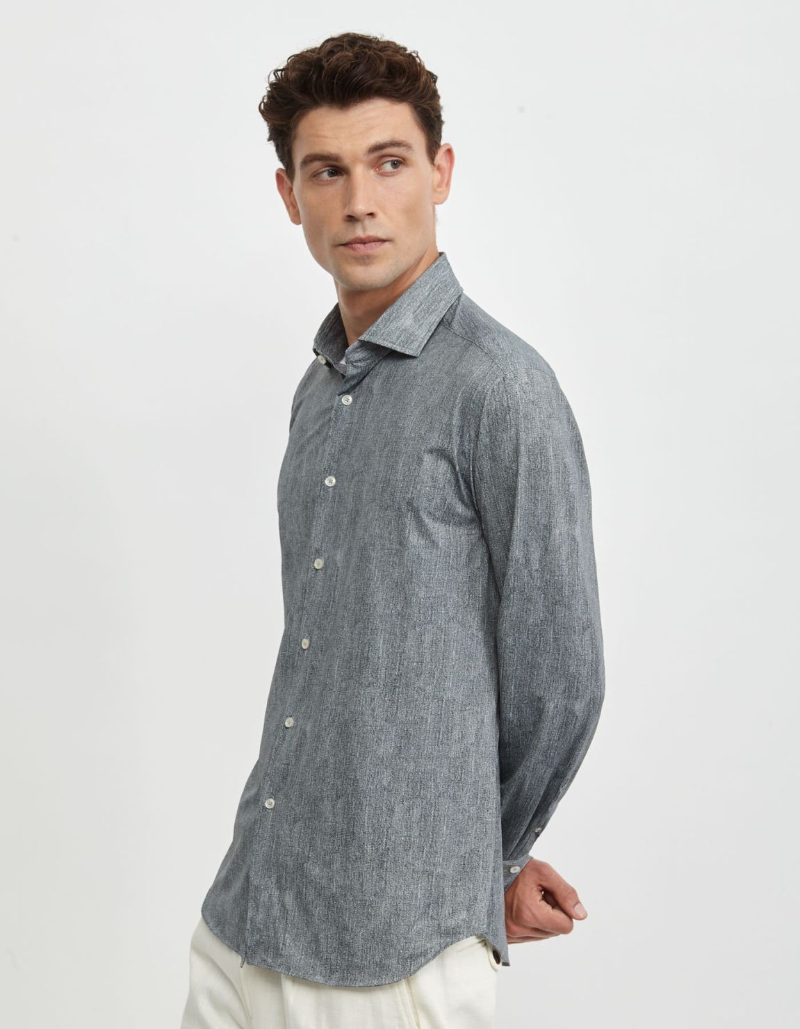 Chemise Col français petit Unie Twill Gris foncé Tailor Custom Fit 6