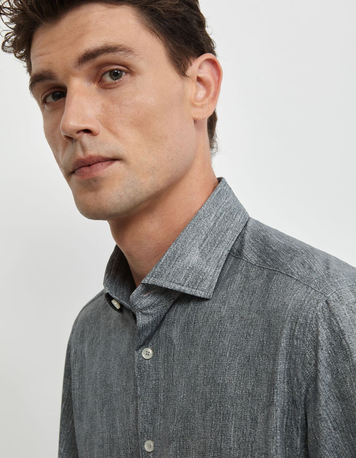 Dark Grey Twill Solid colour Shirt Collar small cutaway Tailor Custom Fit 7