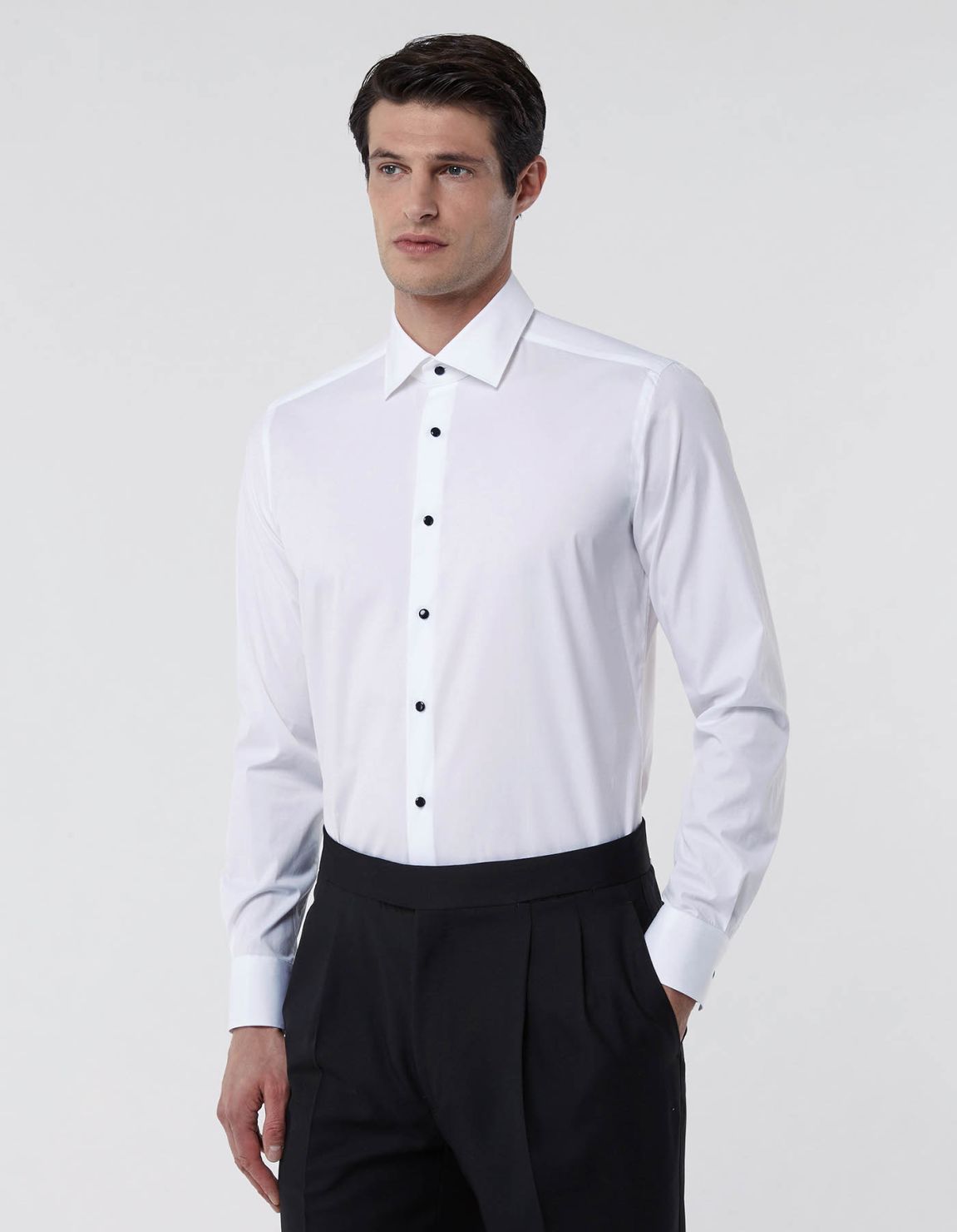 Chemise Col français petit Unie Popeline Blanc Tailor Custom Fit 3