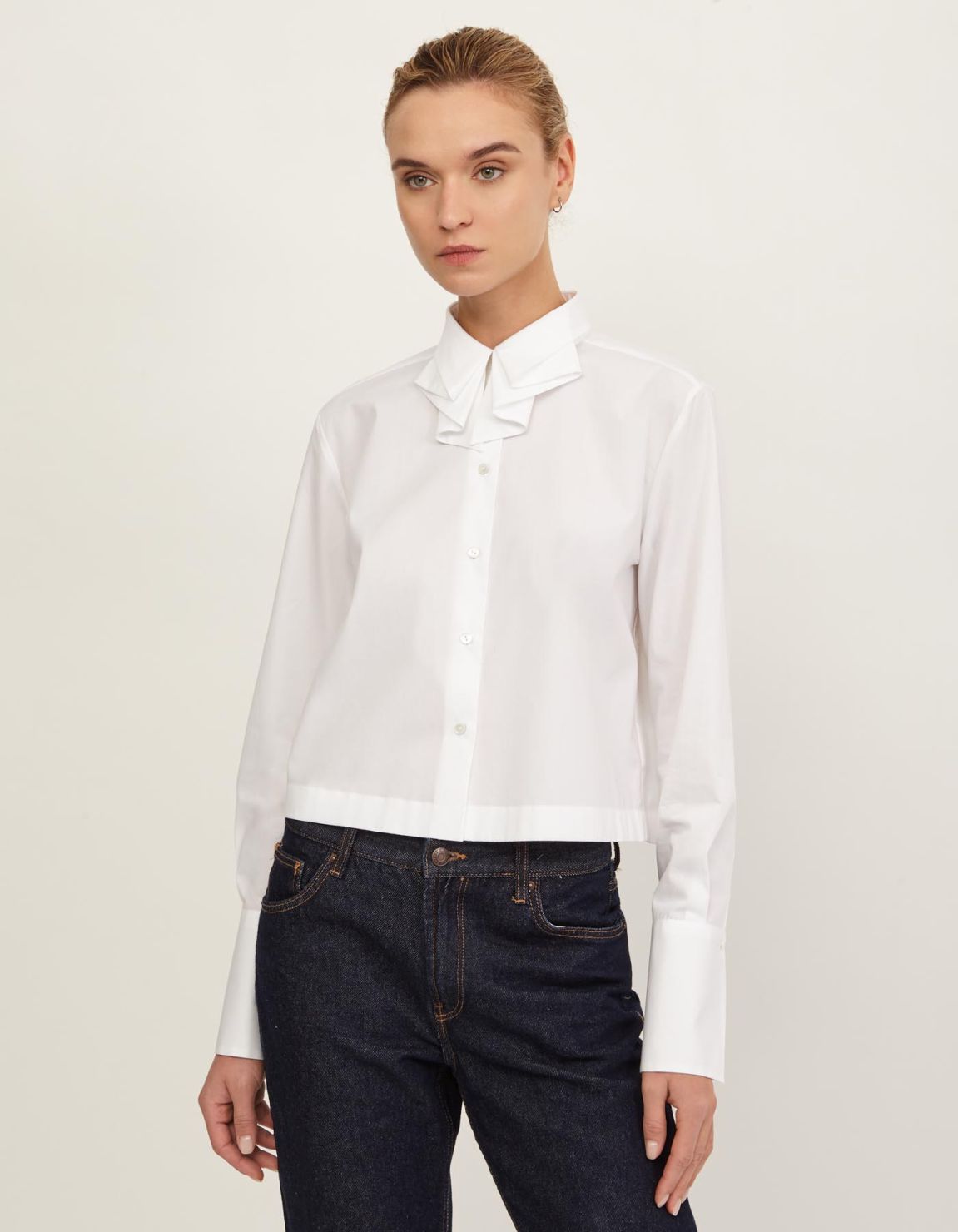 Shirt White Cotton Solid colour Regular Fit 3