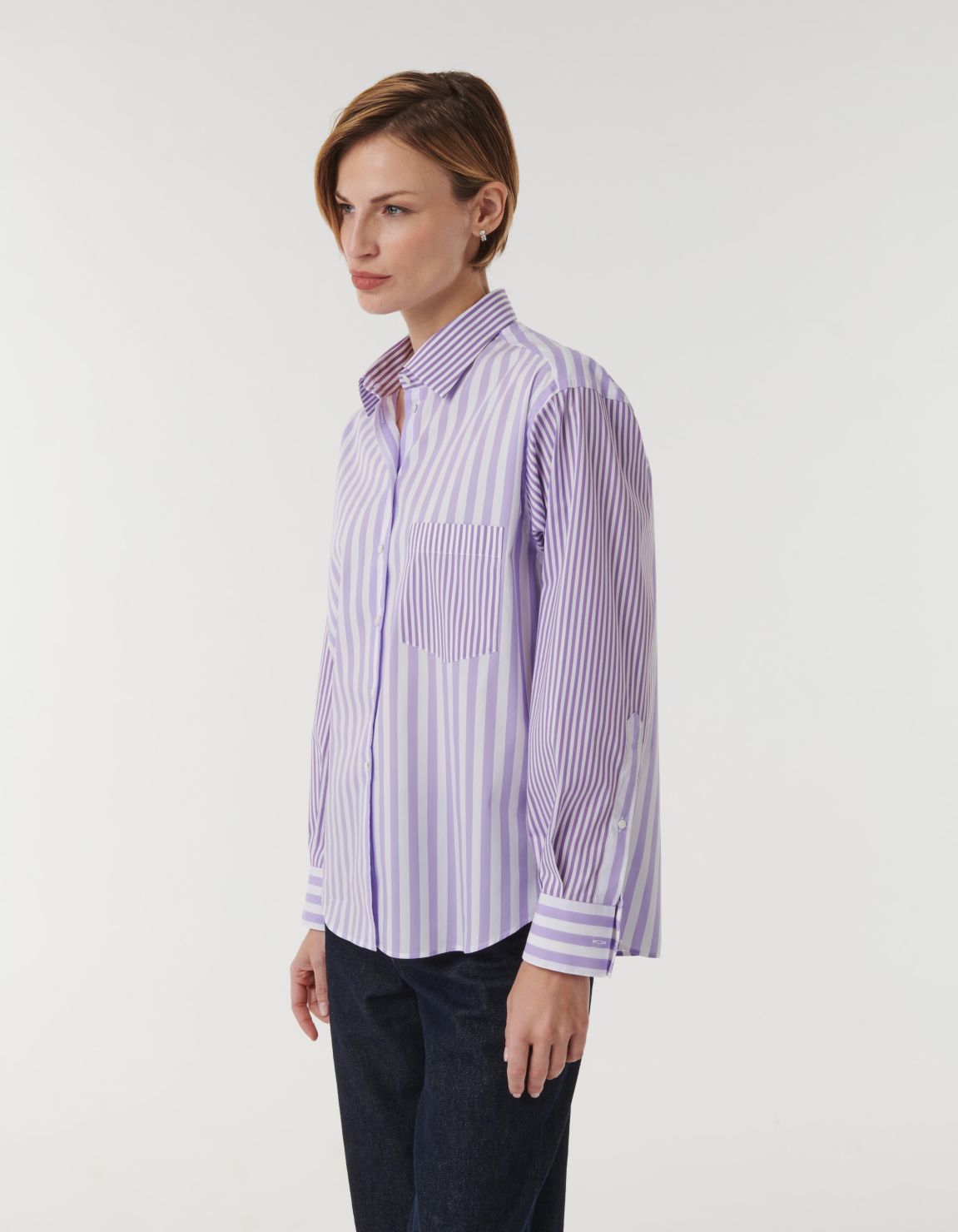 Shirt Light Purple Stretch Stripe Over 2