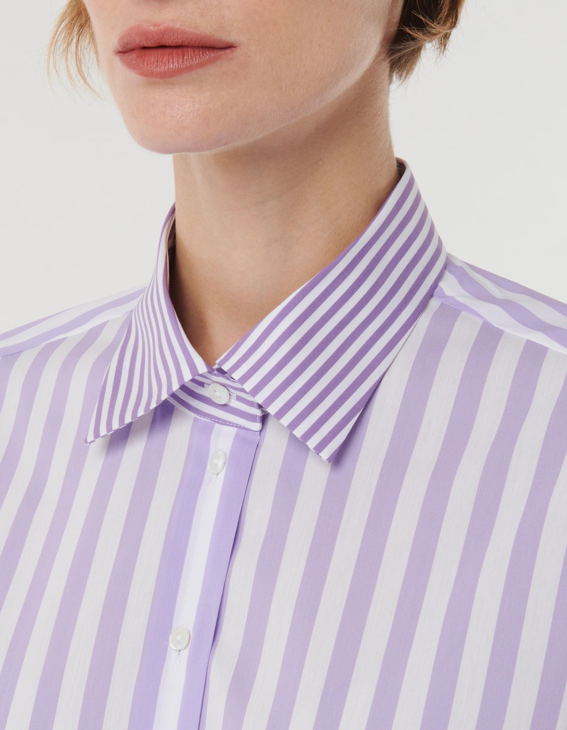 Shirt Light Purple Stretch Stripe Over 1