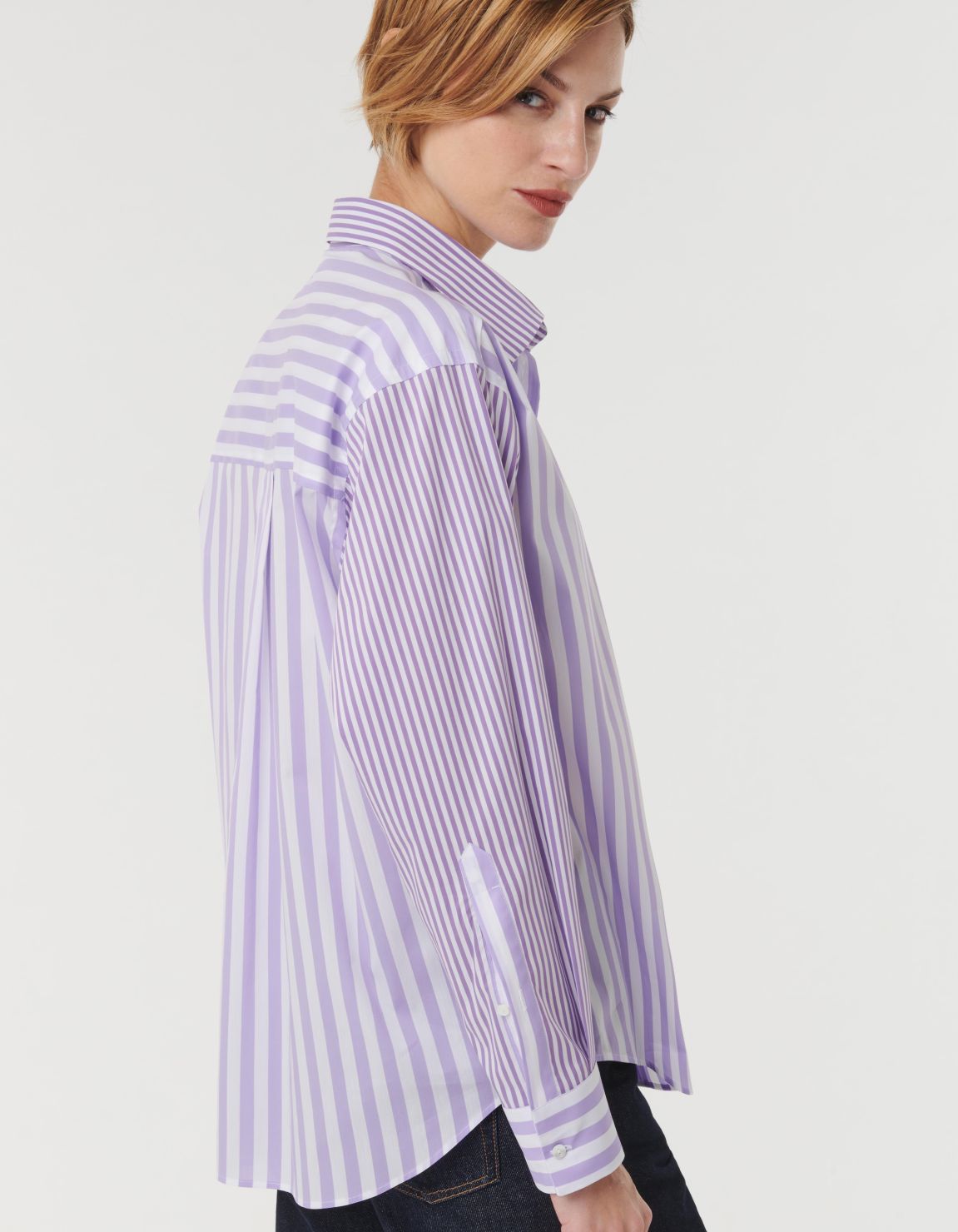 Shirt Light Purple Stretch Stripe Over 4