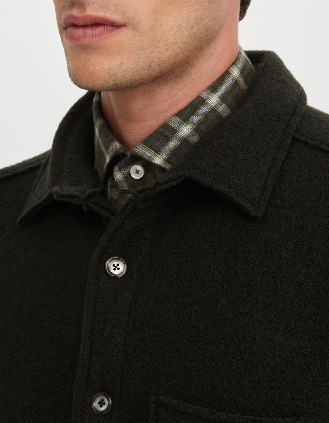 Forest Green Woven Solid colour Shirt Collar spread Overshirt 2