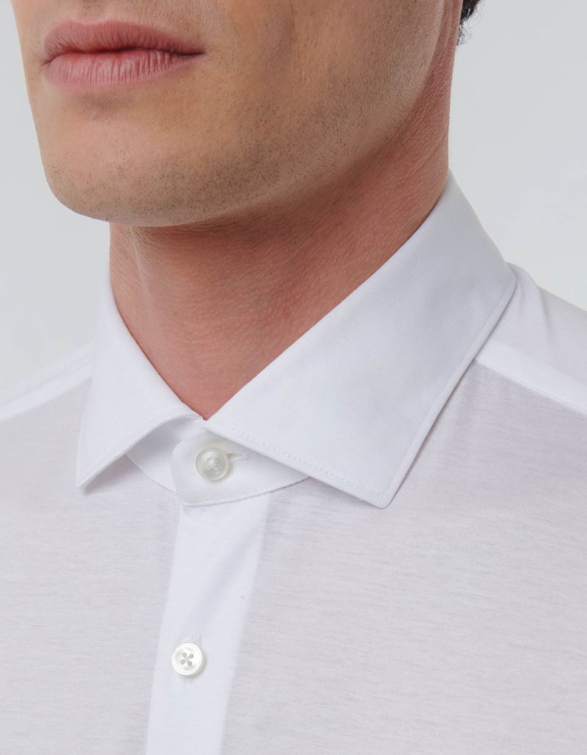 Camisa Cuello francés pequeño Liso Jersey Blanco Tailor Custom Fit 2