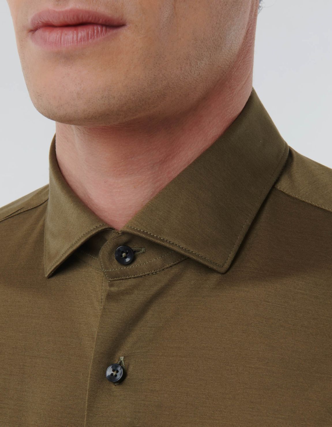 Army Green Jersey Solid colour Shirt Collar small cutaway Tailor Custom Fit 2