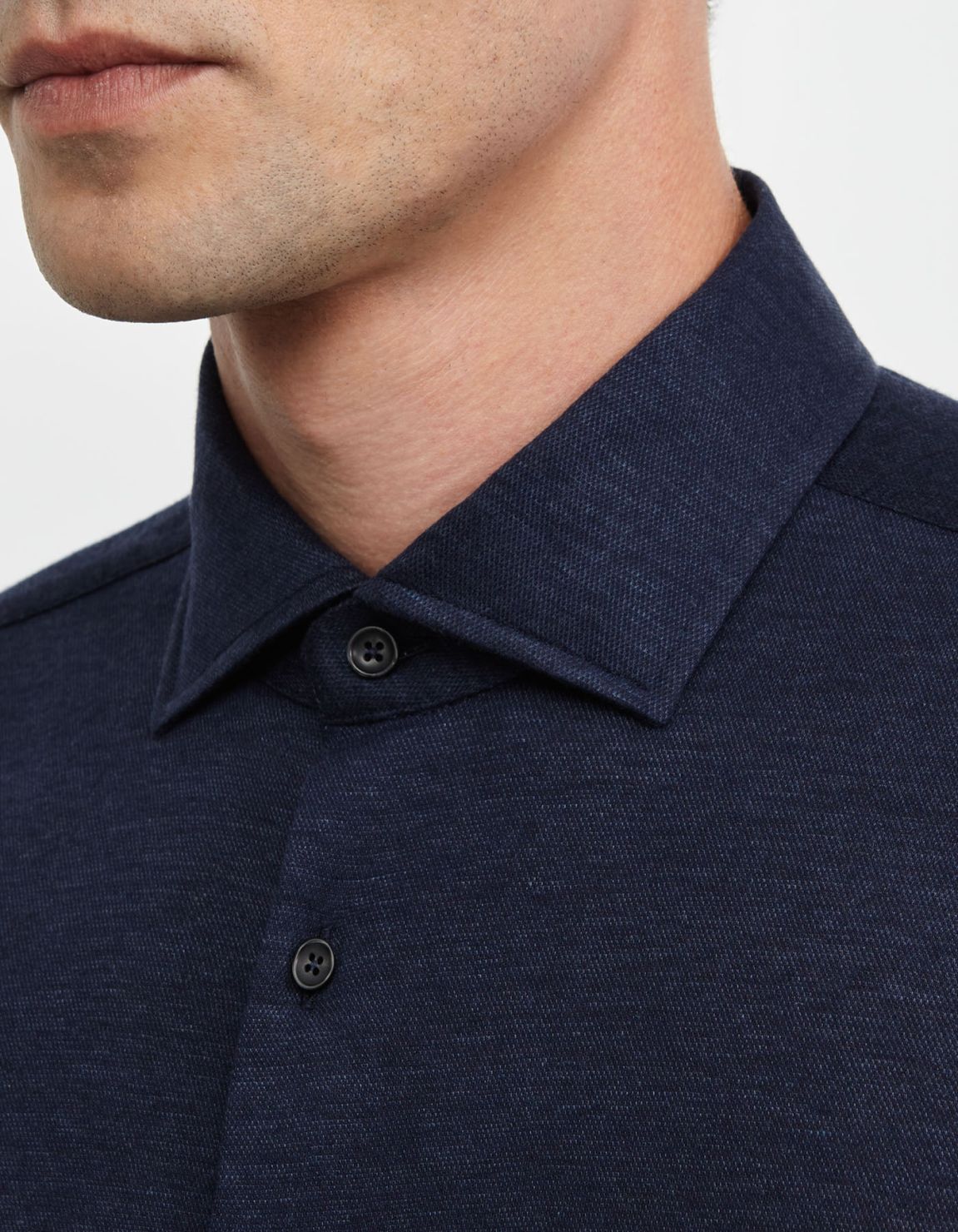 Dark Blue Jersey Solid colour Shirt Collar small spread Tailor Custom Fit 2