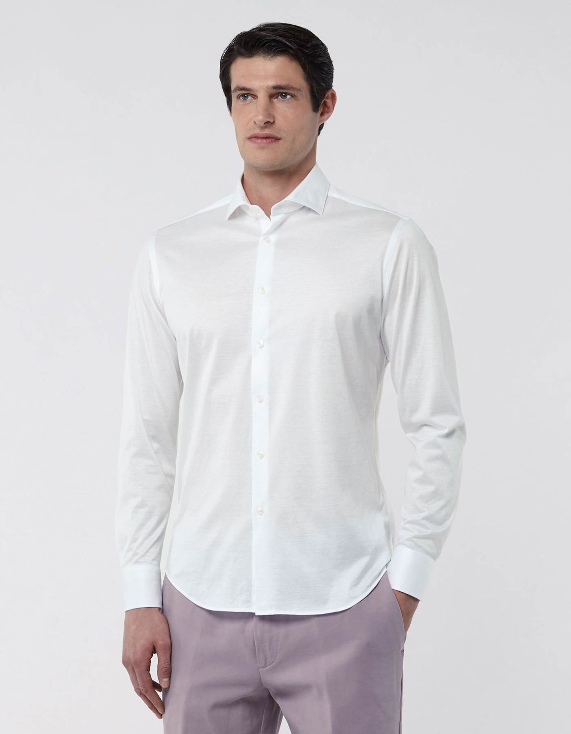 White Jersey Solid colour Shirt Collar cutaway Tailor Custom Fit 3