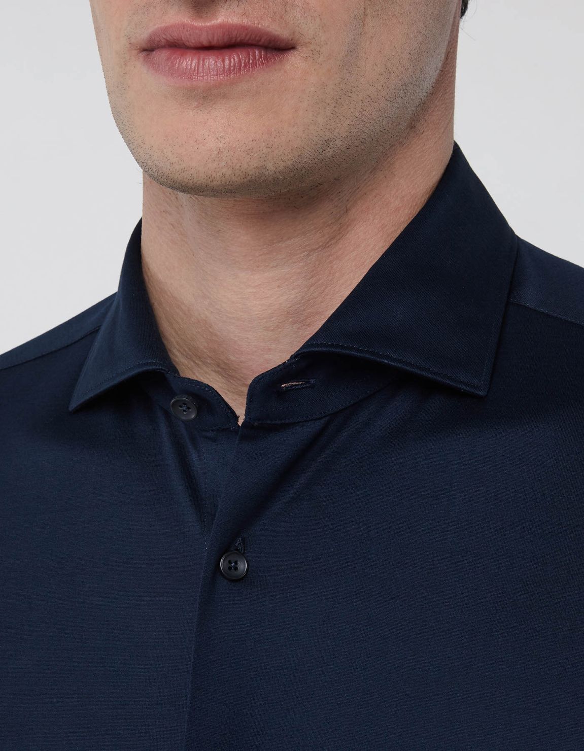 Navy Blue Jersey Solid colour Shirt Collar cutaway Tailor Custom Fit 2