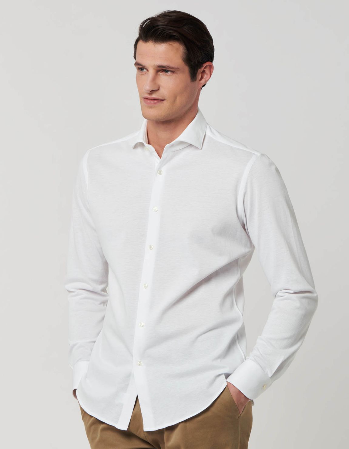 White Piquet Solid colour Shirt Collar cutaway Tailor Custom Fit 3