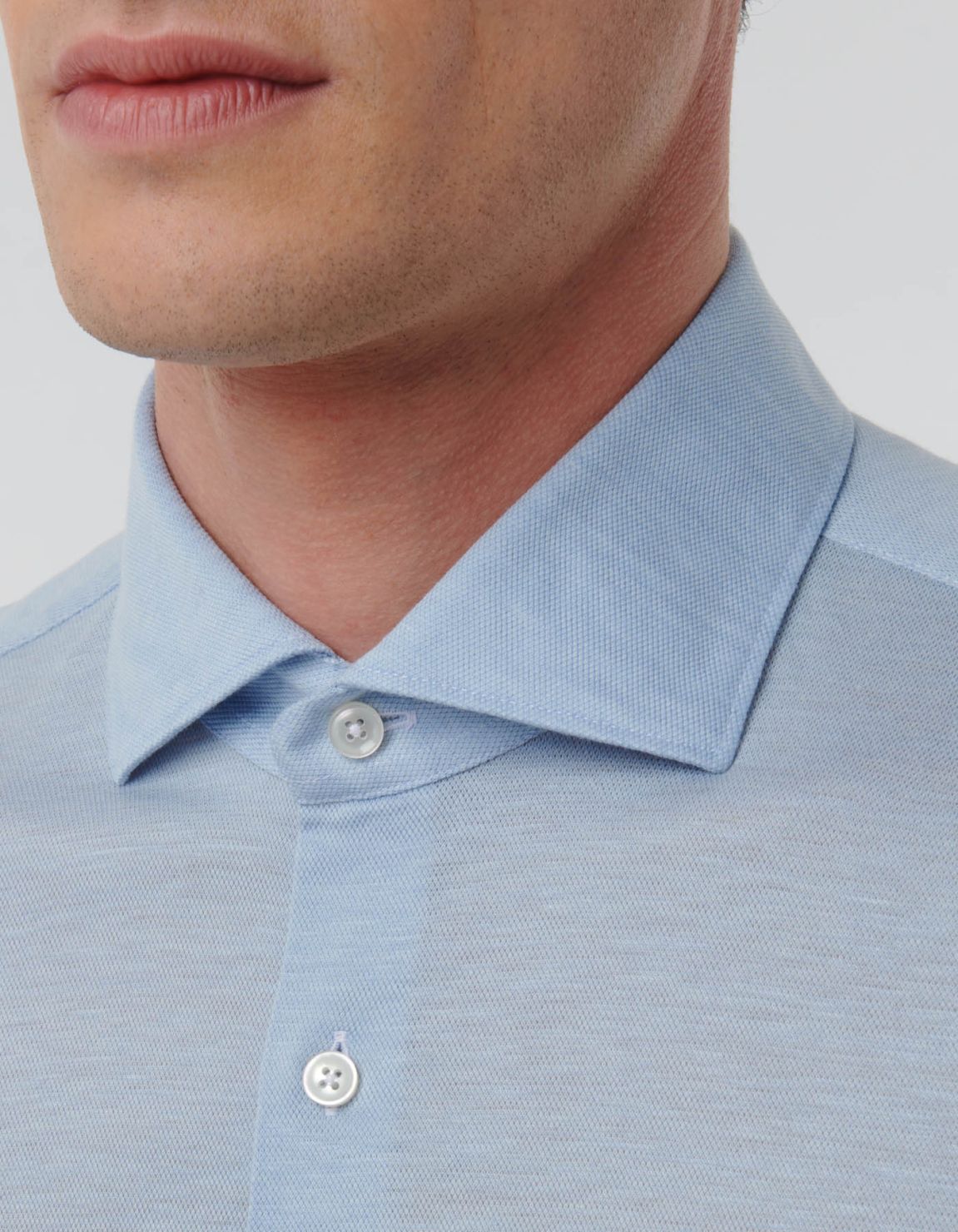 Light Blue Piquet Solid colour Shirt Collar cutaway Tailor Custom Fit 2