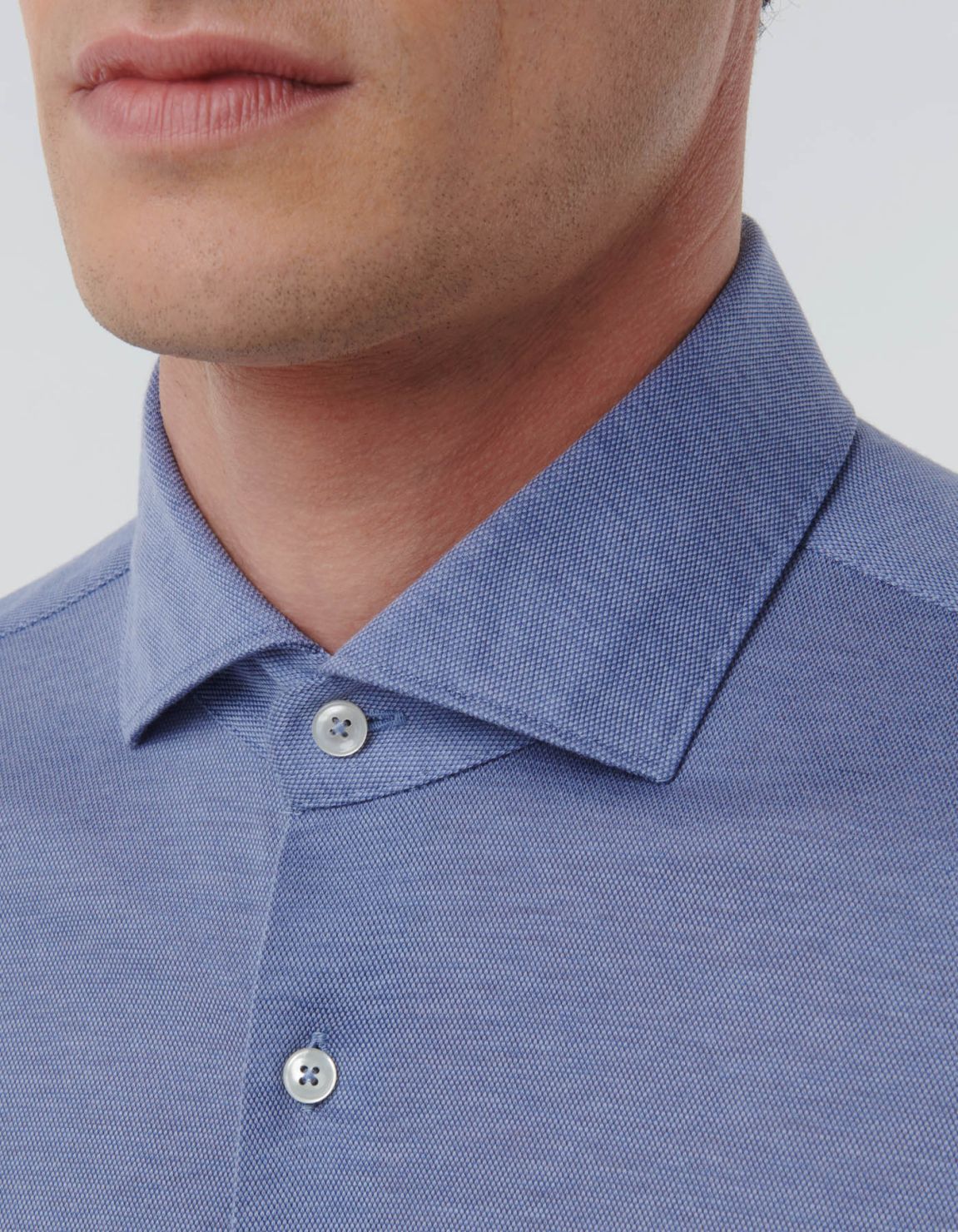 Camisa Cuello francés Liso Piqué Azul avio Tailor Custom Fit 2