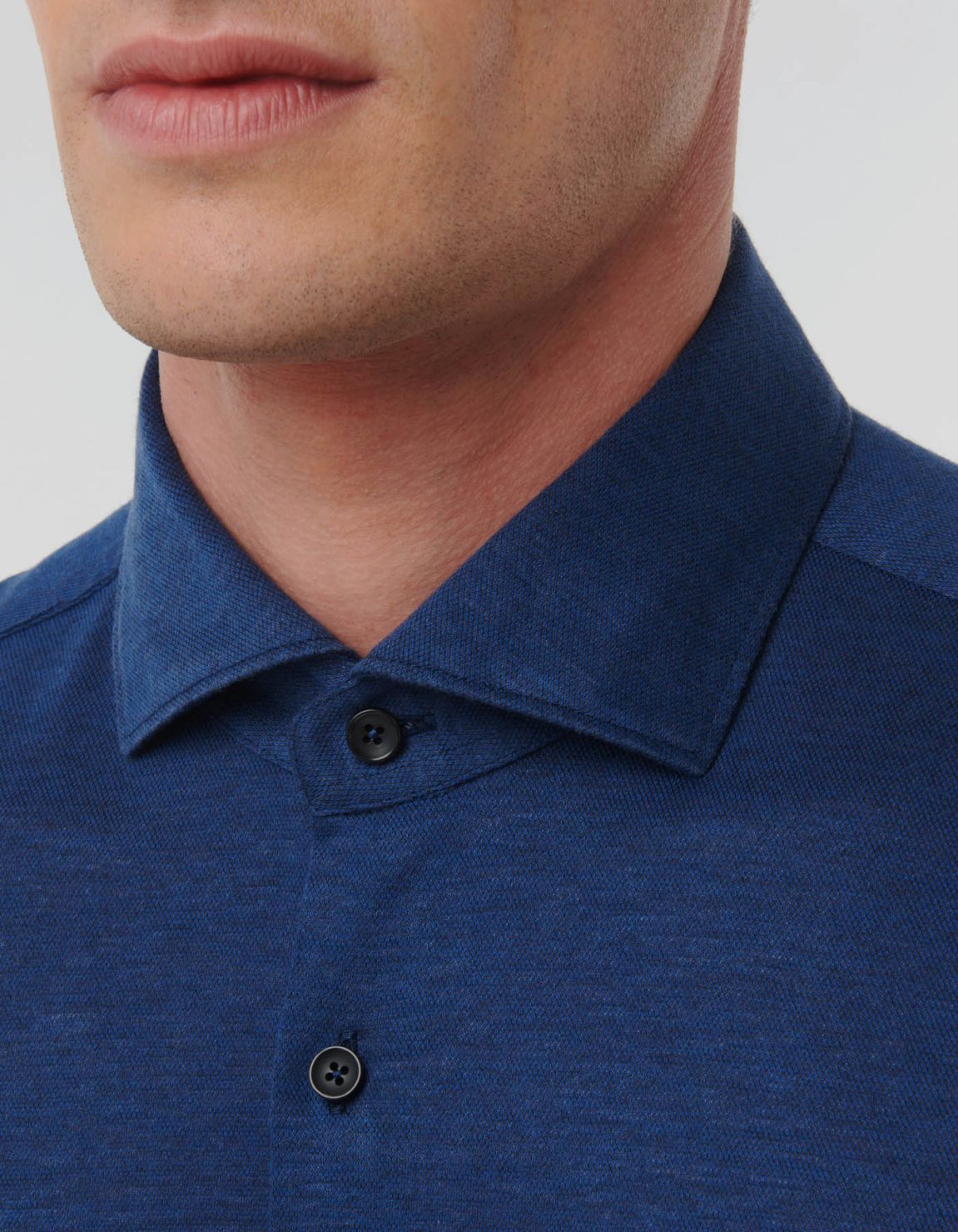 Chemise Col français Unie Piqué Bleu foncé Tailor Custom Fit 2